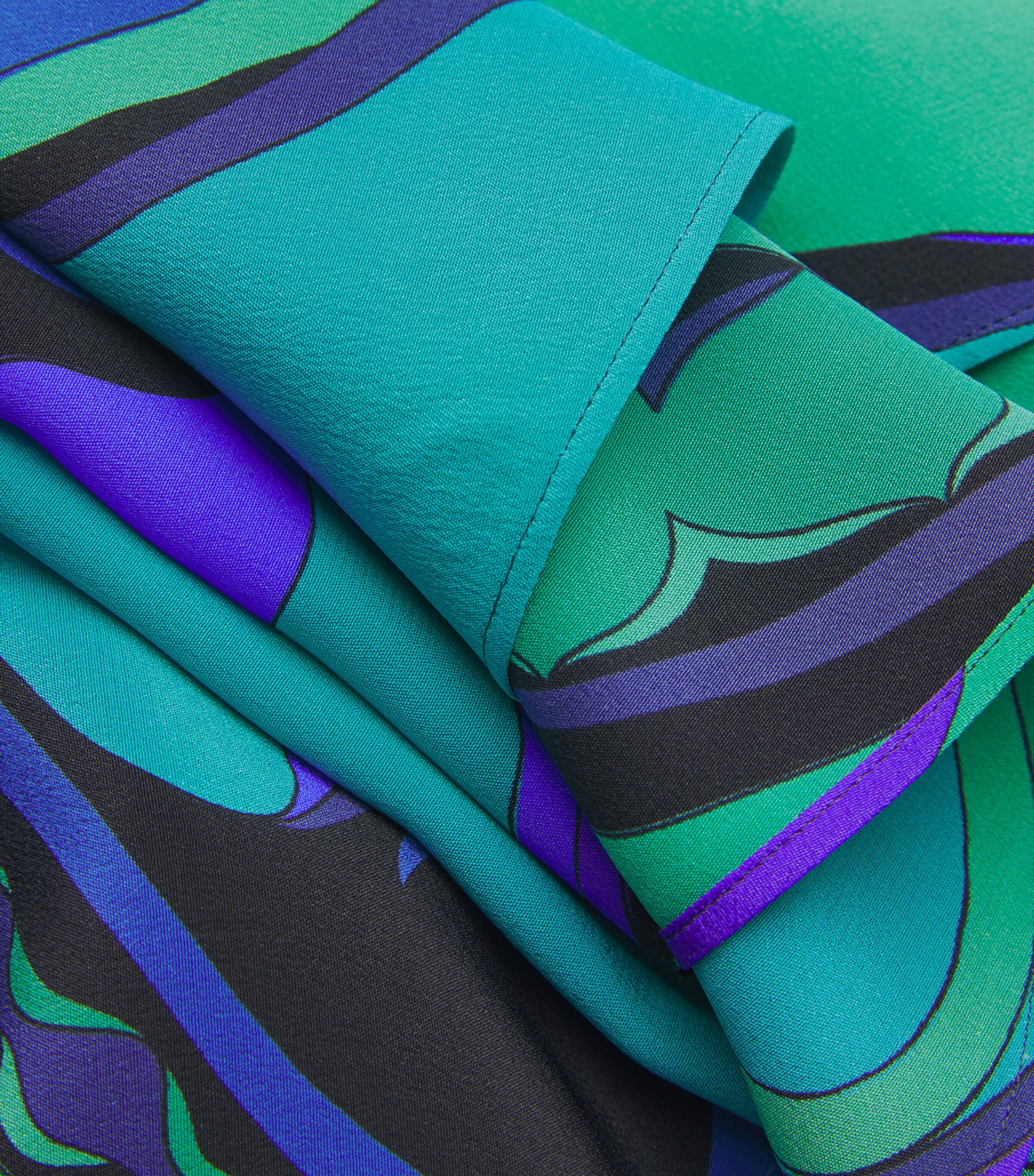 Silk Orchidee Print Kaftan 026 SMERALDO Image 5