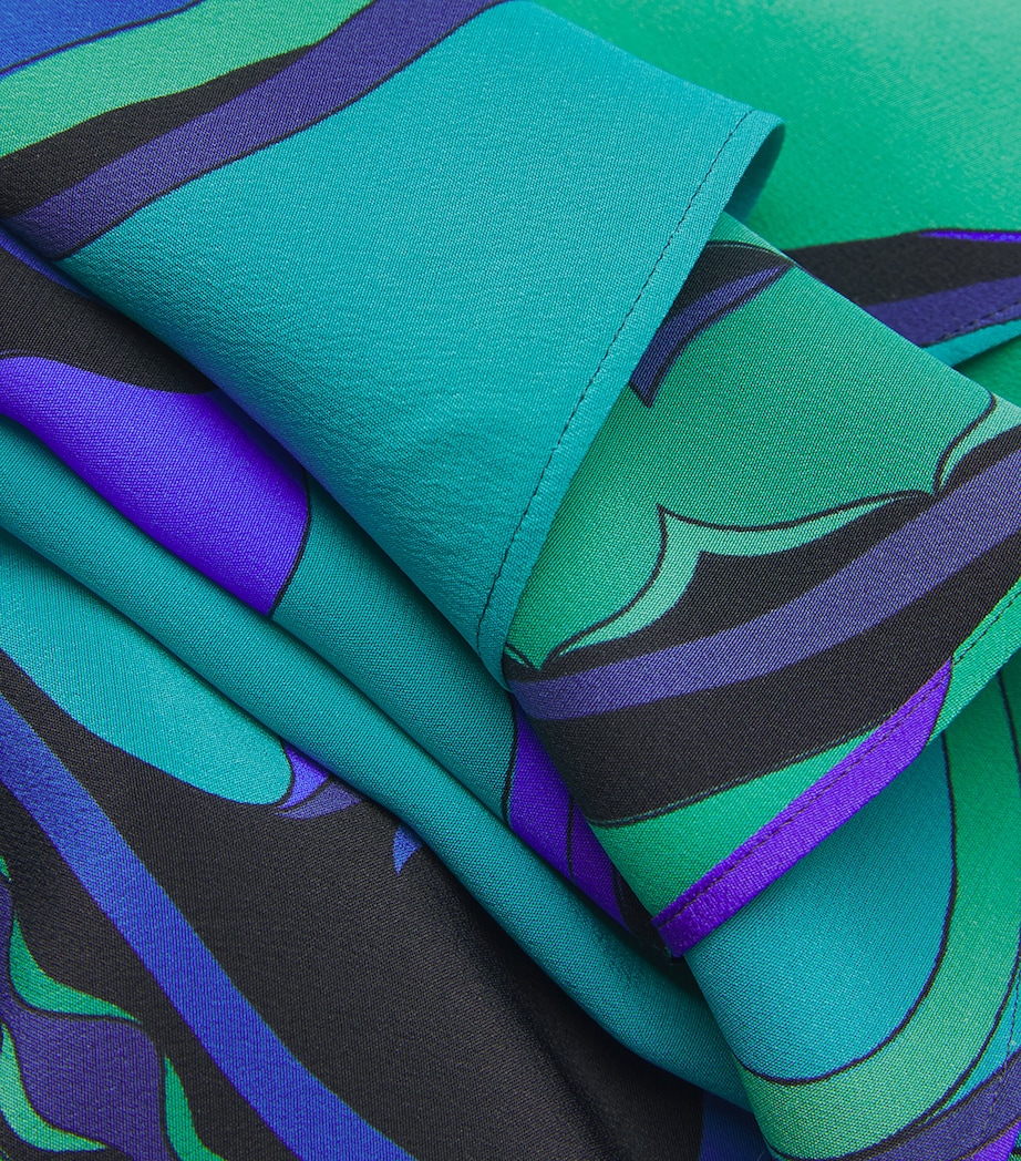 Silk Orchidee Print Kaftan 026 SMERALDO Image 5