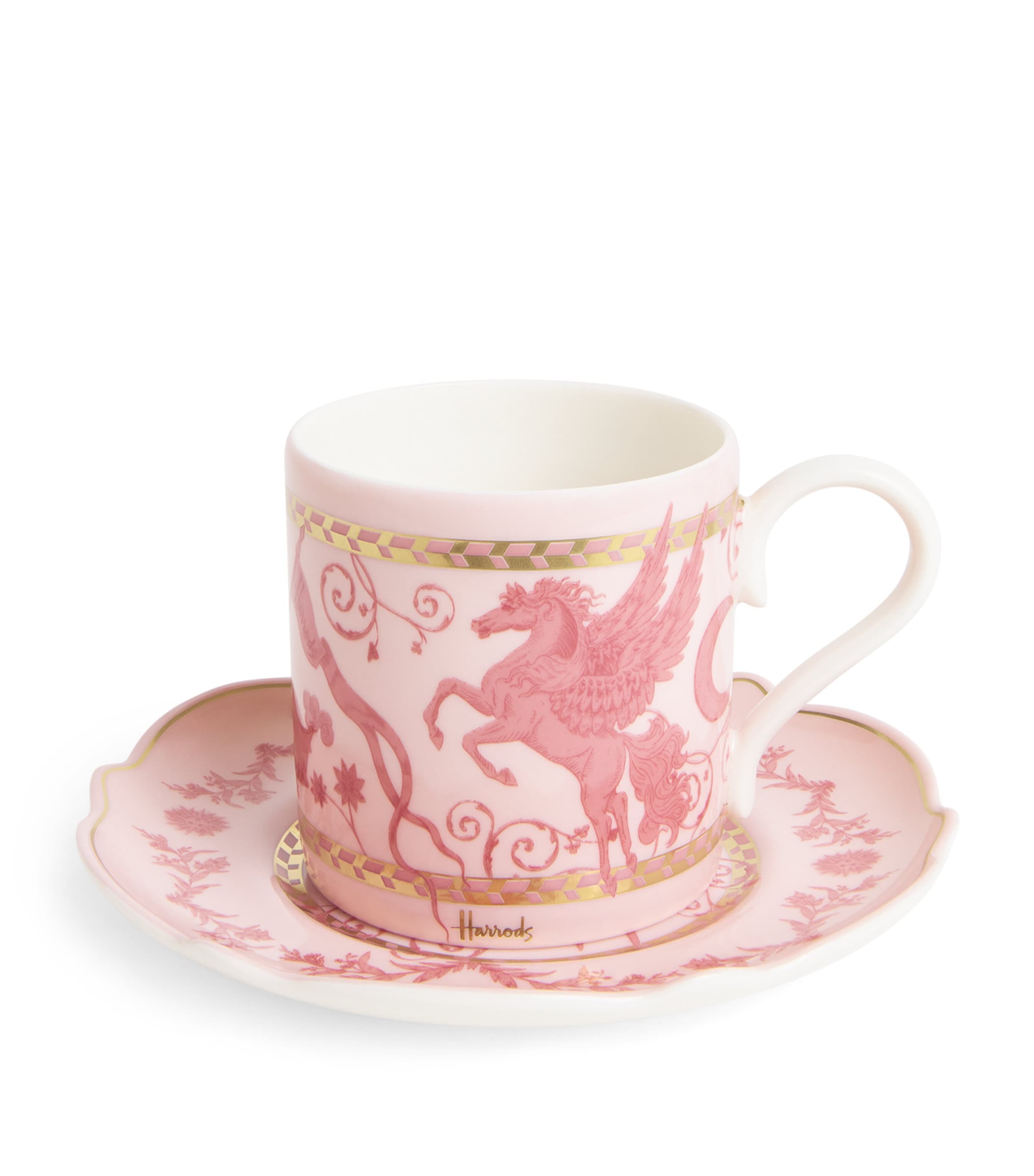 Harrods Bone China Menagerie Espresso Cup And Saucer In Pink
