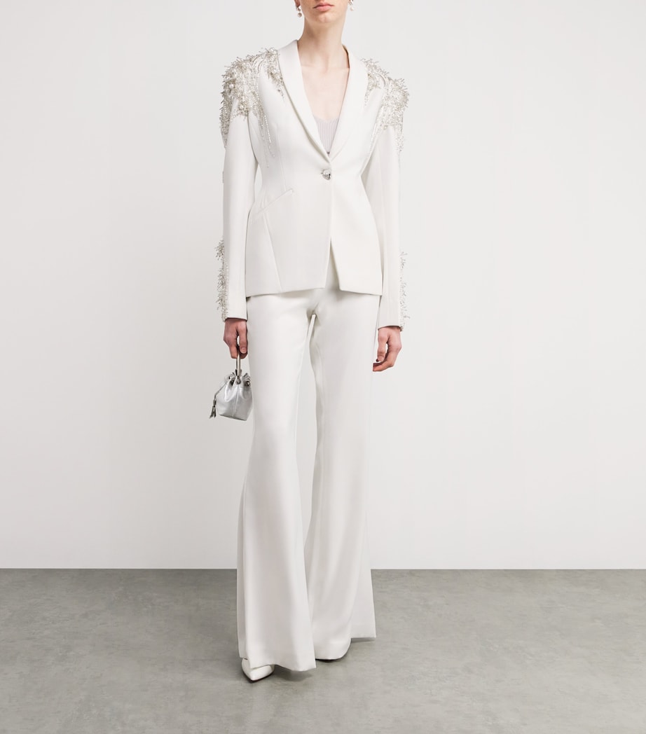 Flared High-Rise Tailored Trousers WHITE Image 2