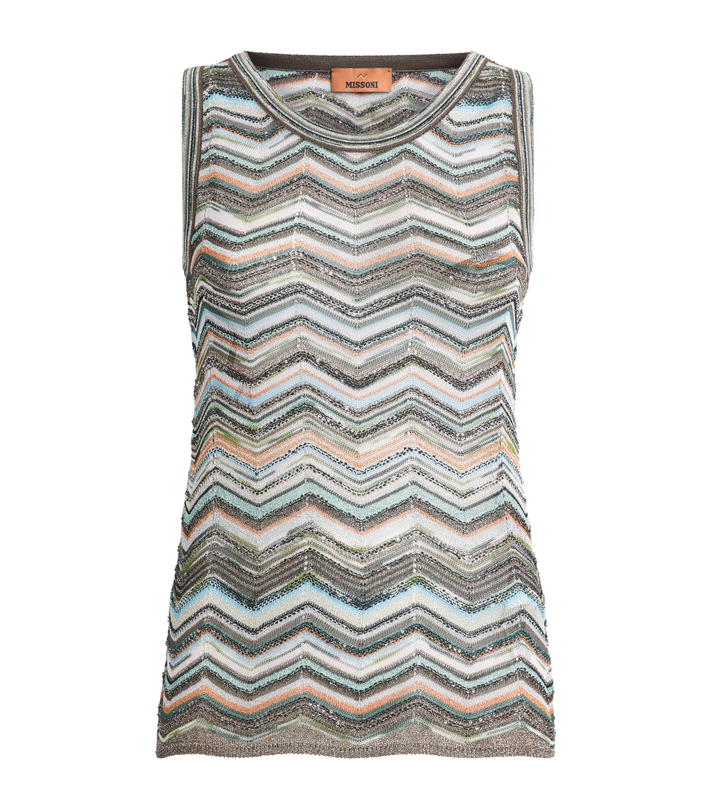 Missoni Womens Sequin Chevron Tank Top Smspo Mltclr W Bk,bn Image 1
