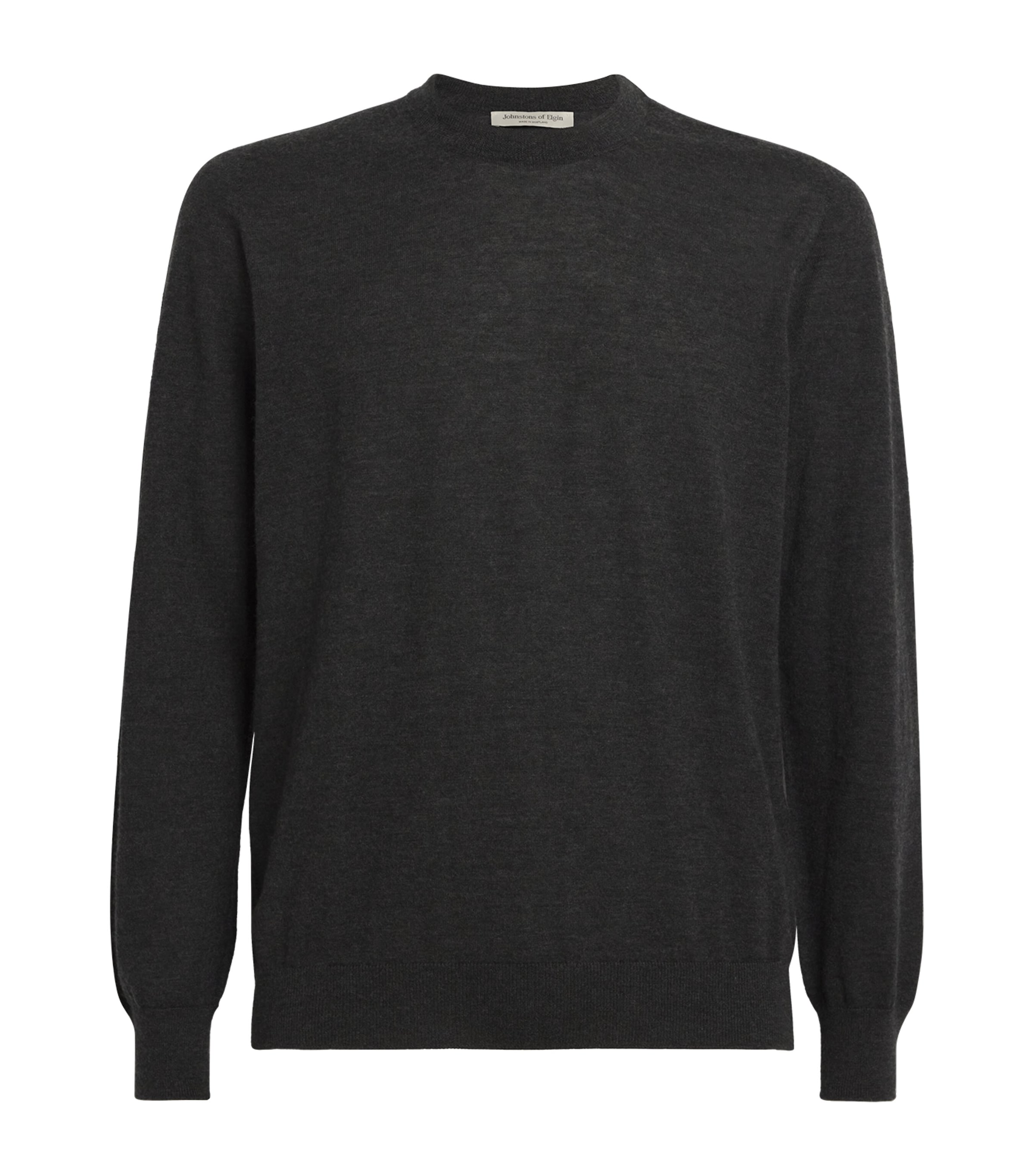 Johnstons Of Elgin Mens Cashmere Crew-Neck Sweater Charcoal Image 1