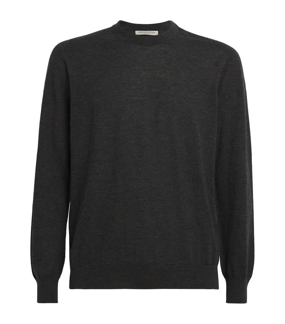 Johnstons Of Elgin Mens Cashmere Crew-Neck Sweater Charcoal Image 1