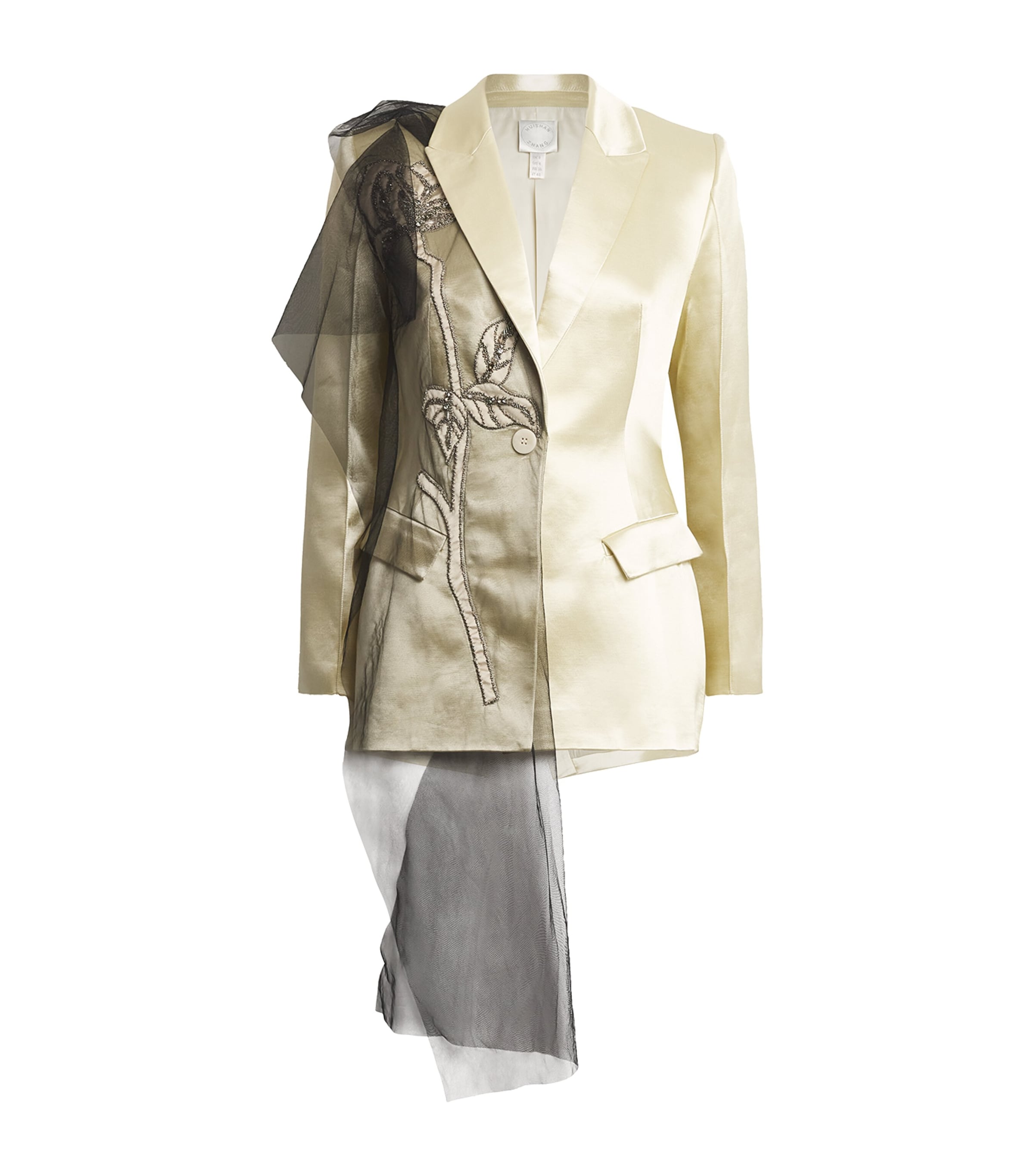 Shop Huishan Zhang Embroidered Atlas Blazer In Neutral