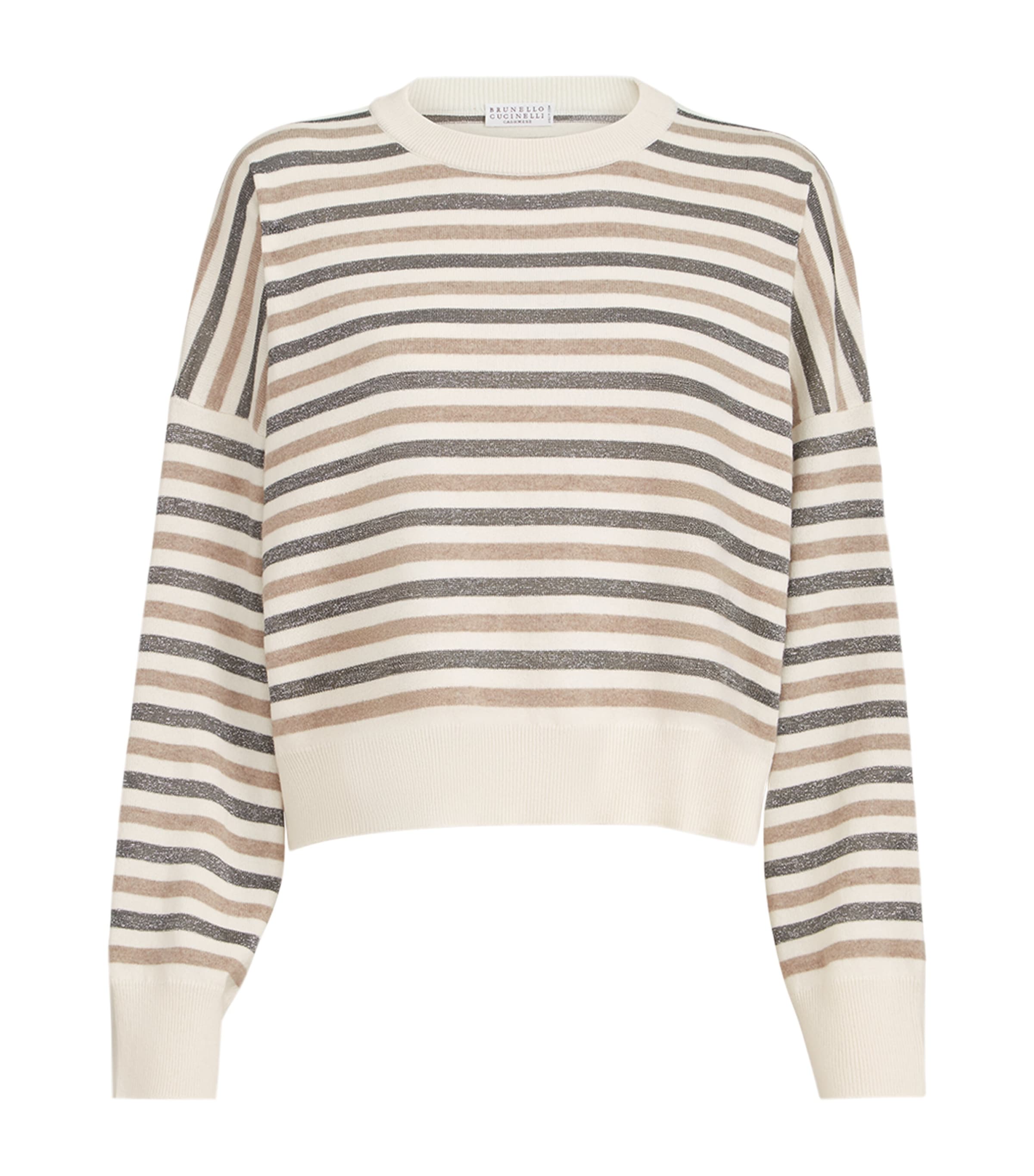 Brunello Cucinelli Wool-cashmere-silk Stripe Sweater In Multi