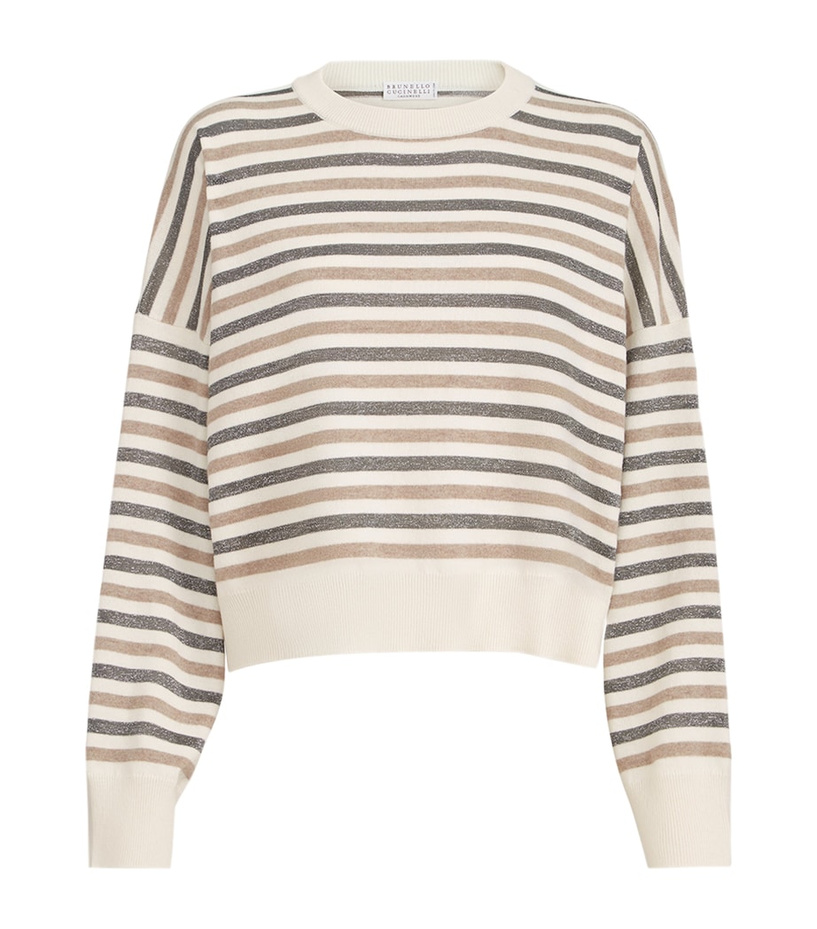 Brunello Cucinelli Womens Wool-Cashmere-Silk Stripe Sweater Image 1