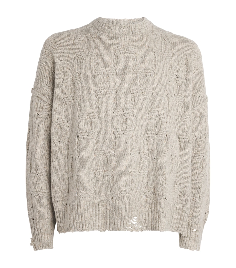 Represent Mens Wool-Blend Distressed Sweater Taupe Image 1