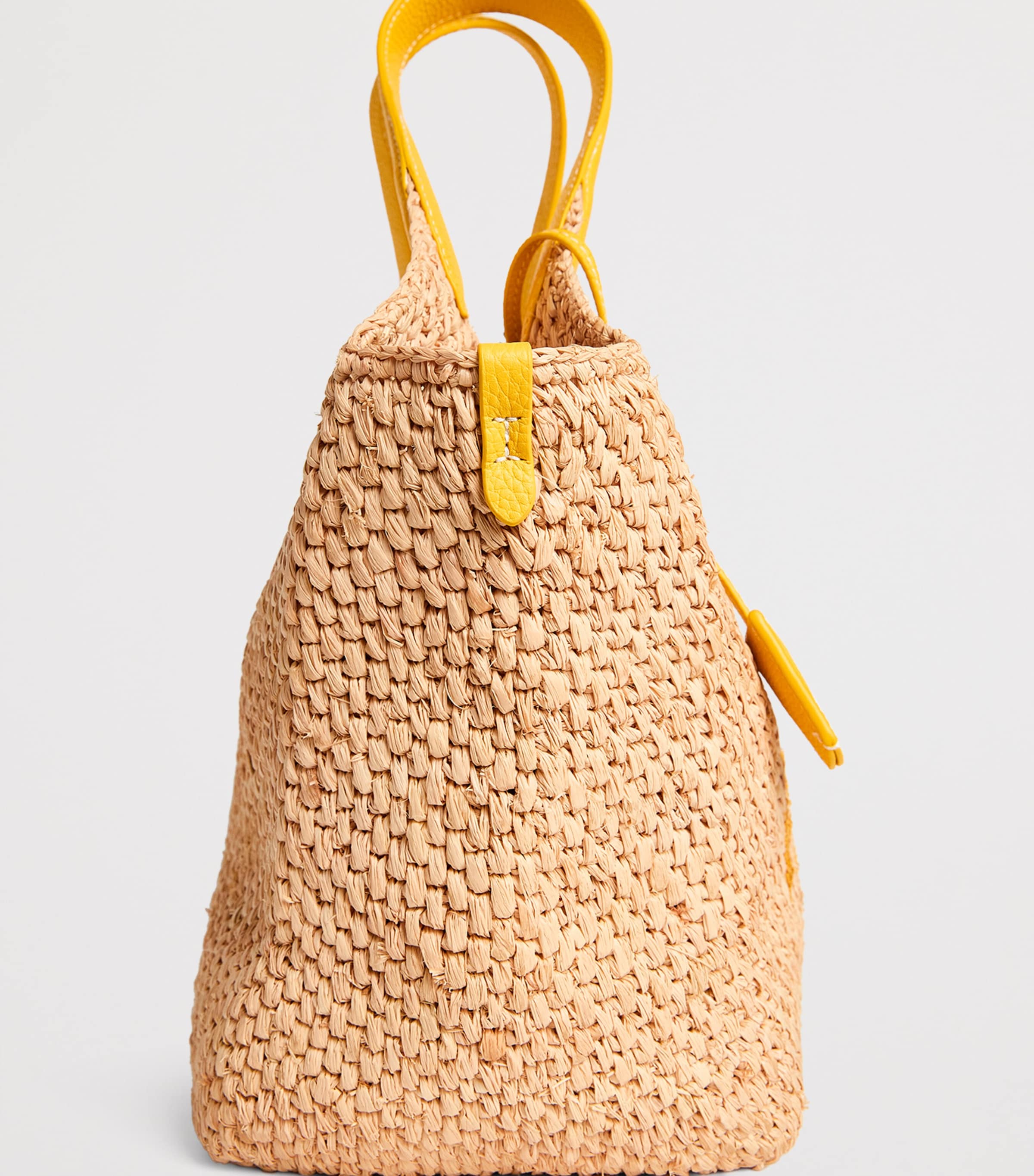 Medium Raffia Polo Play Tote Bag NATURL/CANARY YELLOW Image 4