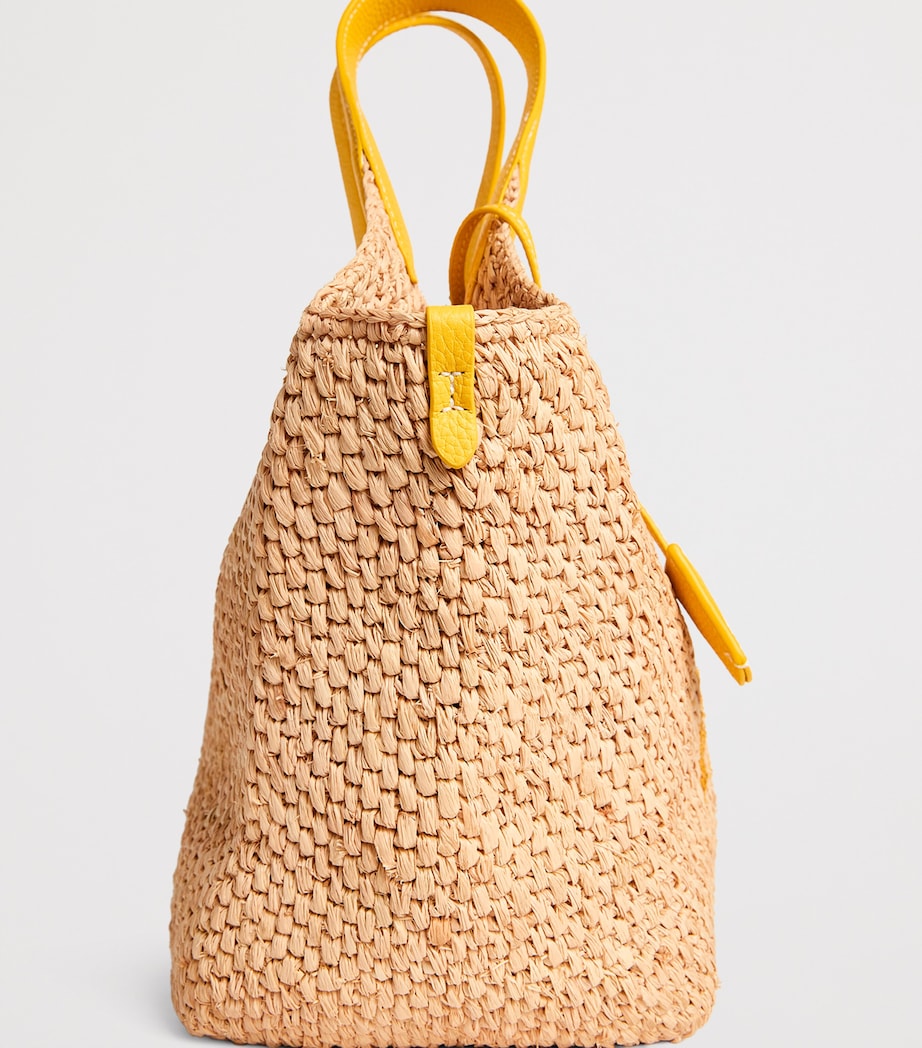 Medium Raffia Polo Play Tote Bag NATURL/CANARY YELLOW Image 4