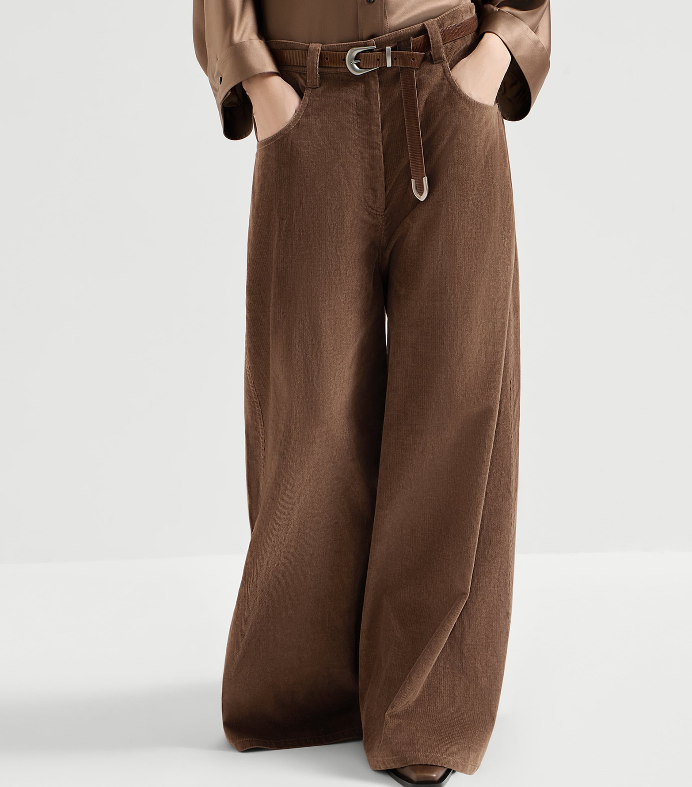 Brunello Cucinelli Womens Corduroy Wide-Leg Trousers Image 3