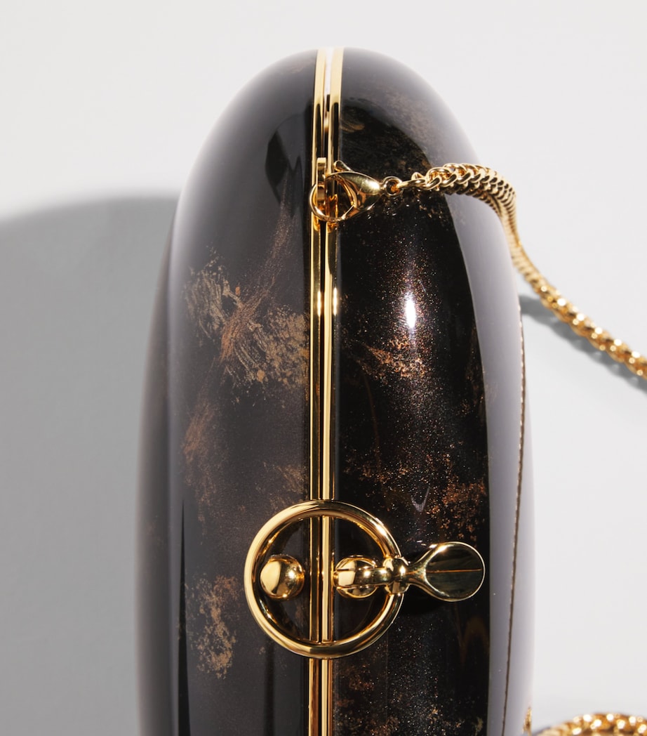 Jeffrey Levinson Oval Elina Clutch Bag Brown & Gold Image 6