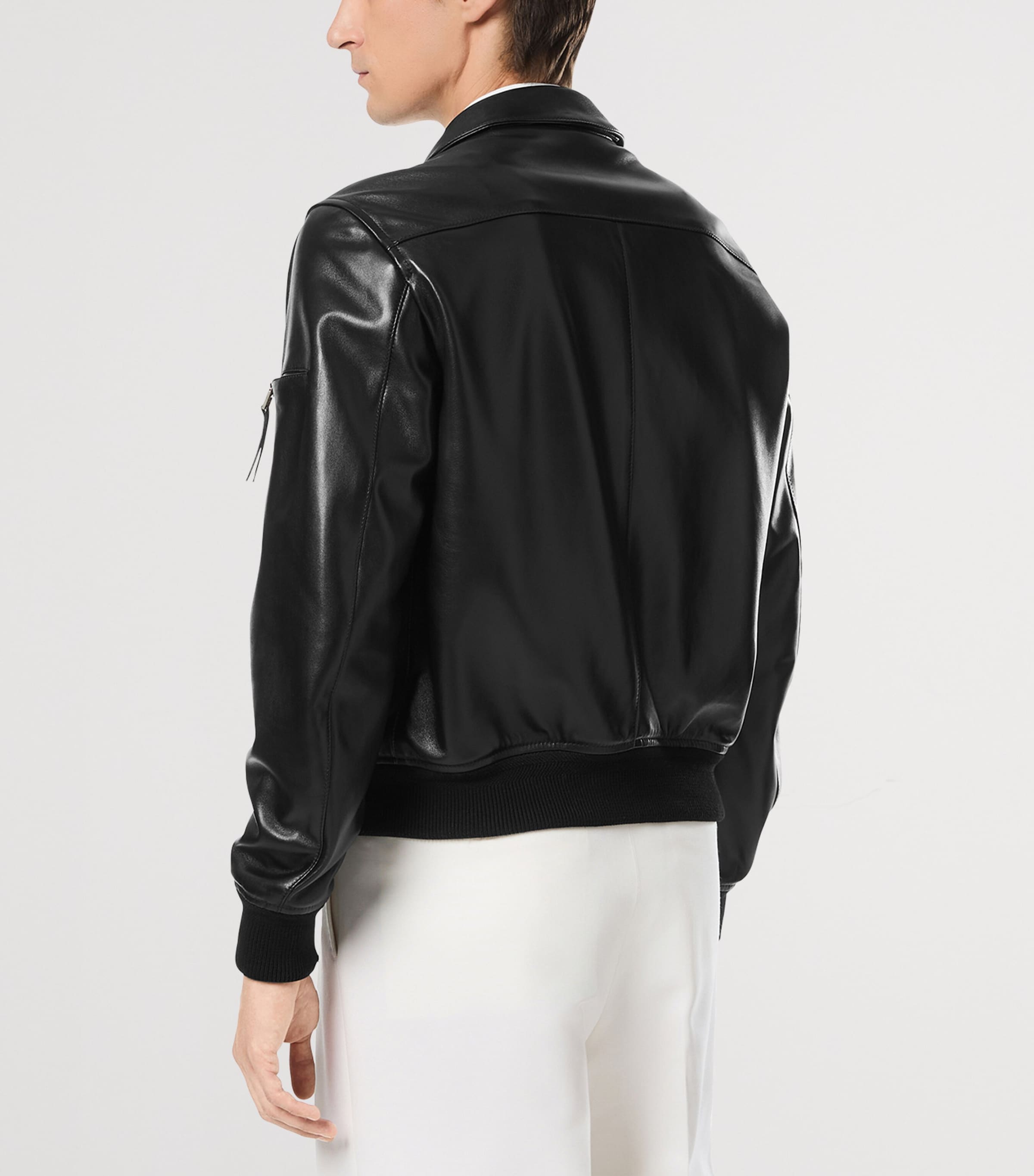 Leather Bomber Jacket NAA Image 3