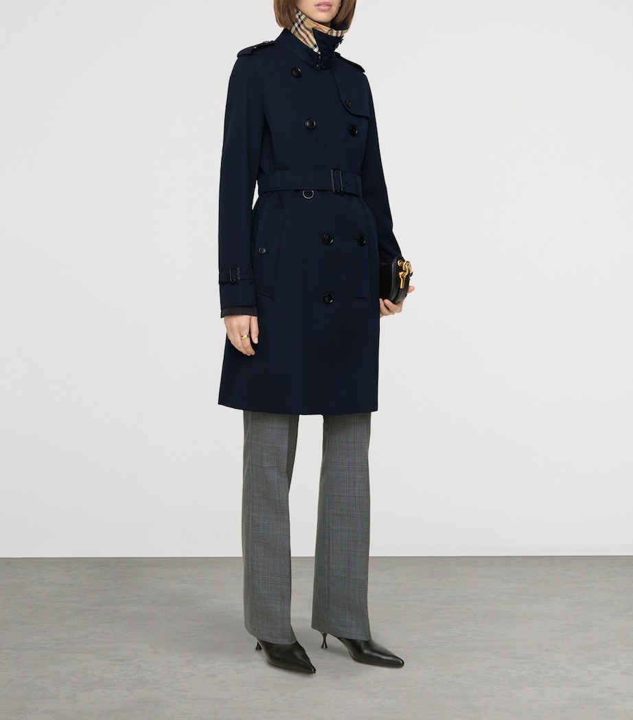 Burberry Womens Gabardine Kensington Heritage Trench Coat Coal Blue Image 2