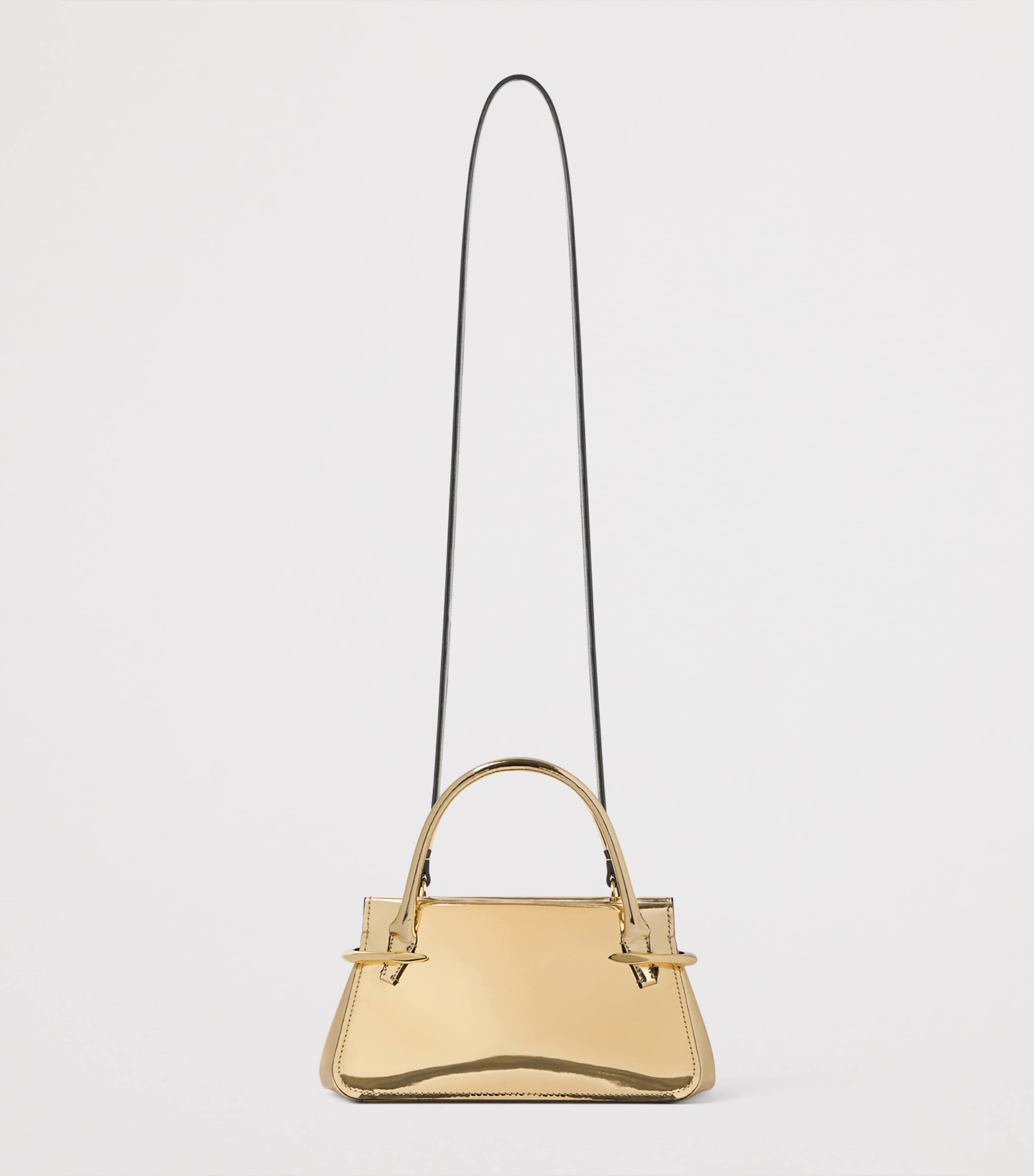 Mini Leather Pinch Top-Handle Bag GOLDEN Image 4