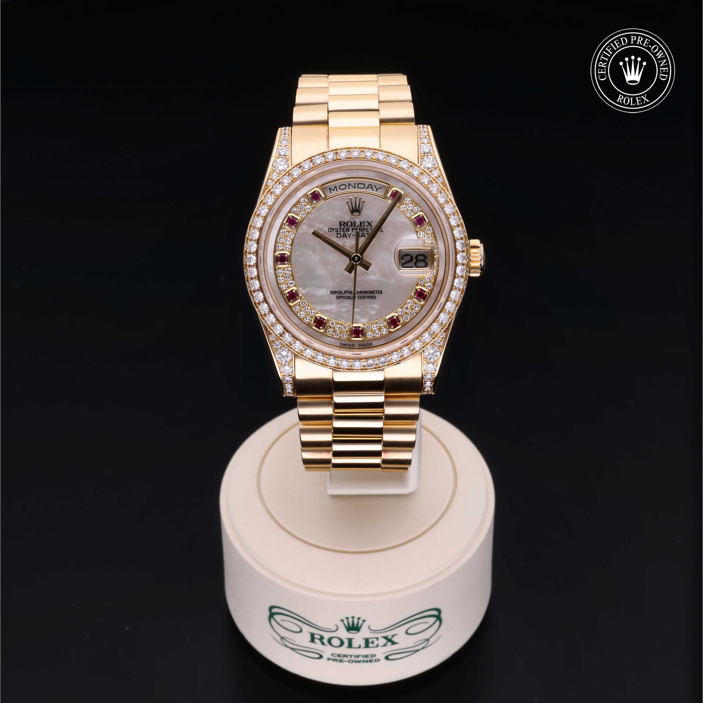 Model image: rolex-certified-pre-owned-Oyster Perpetual Day-Date-36mm-18ct Yellow Gold, Diamond Lugs-2010s-M118388-0030 thumbnail 2