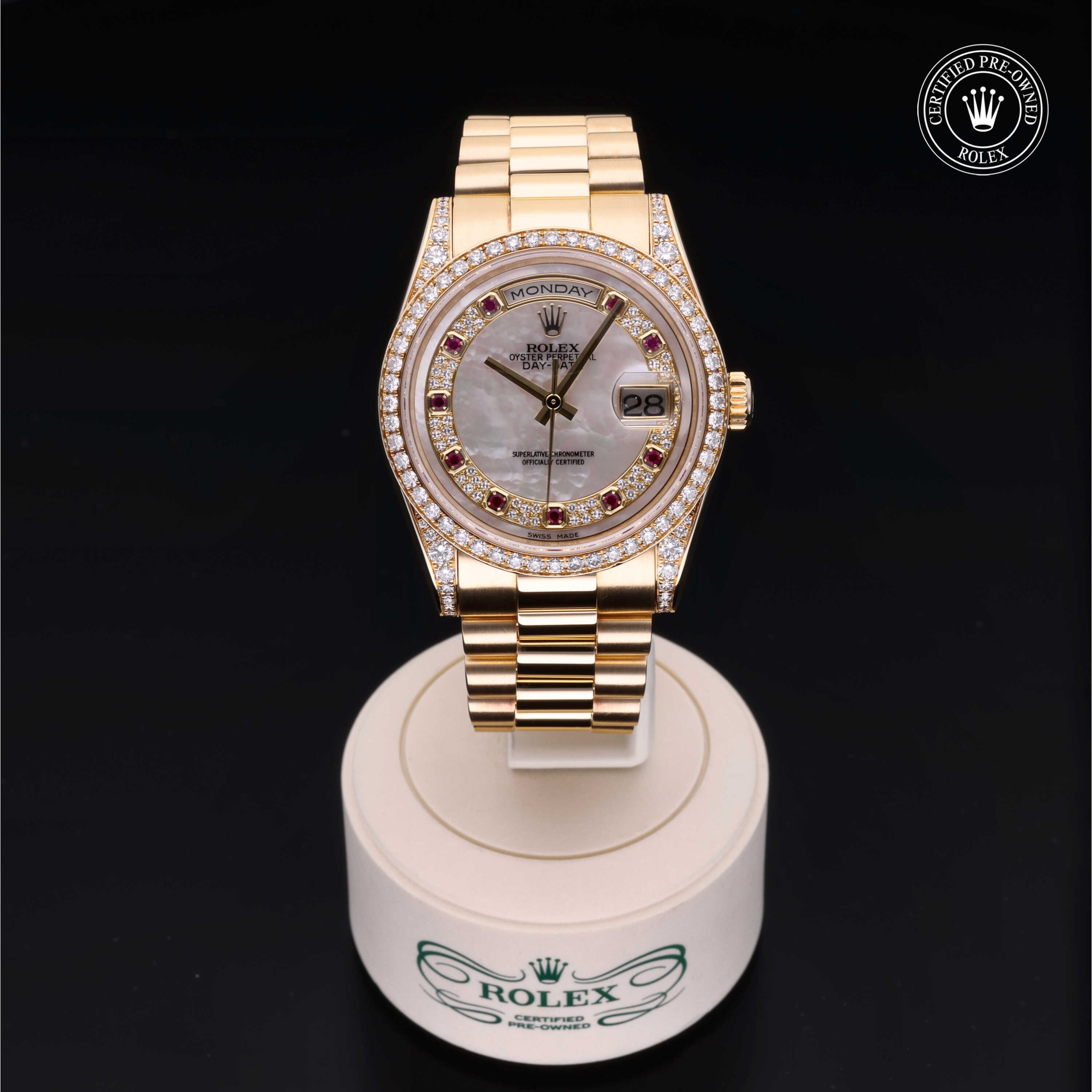 Model image: rolex-certified-pre-owned-Oyster Perpetual Day-Date-36mm-18ct Yellow Gold, Diamond Lugs-2010s-M118388-0030 thumbnail 2