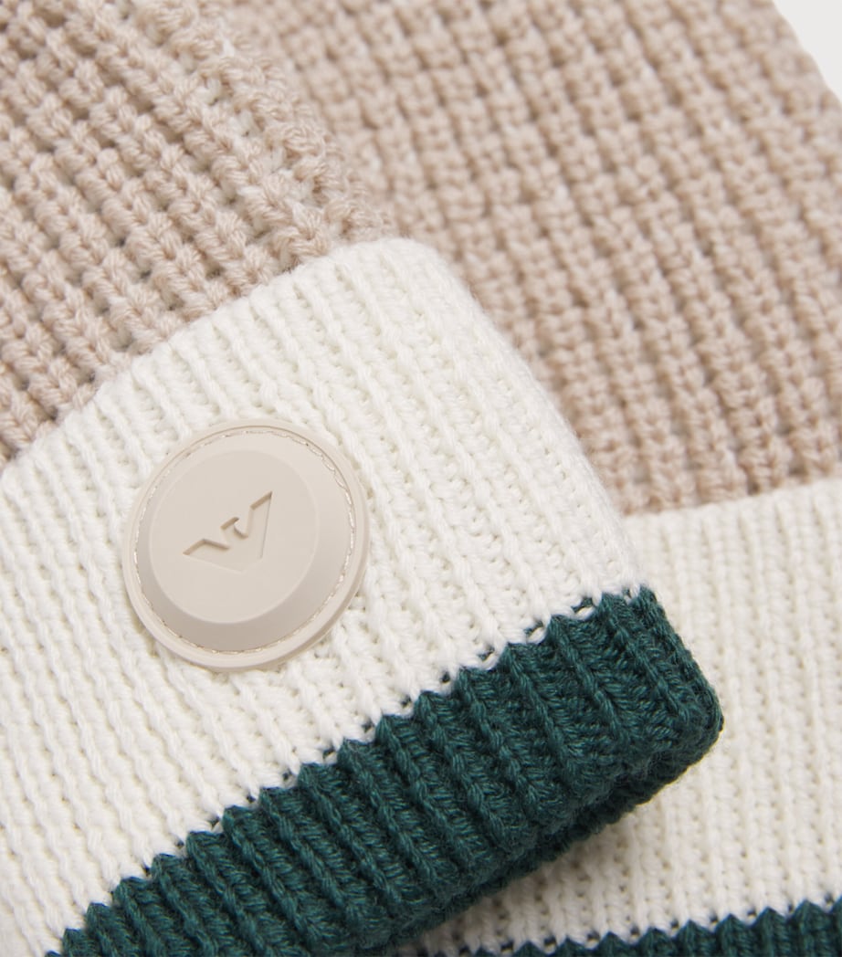 Virgin Wool-Blend Beanie F1020FANT ECRU/GREEN Image 3