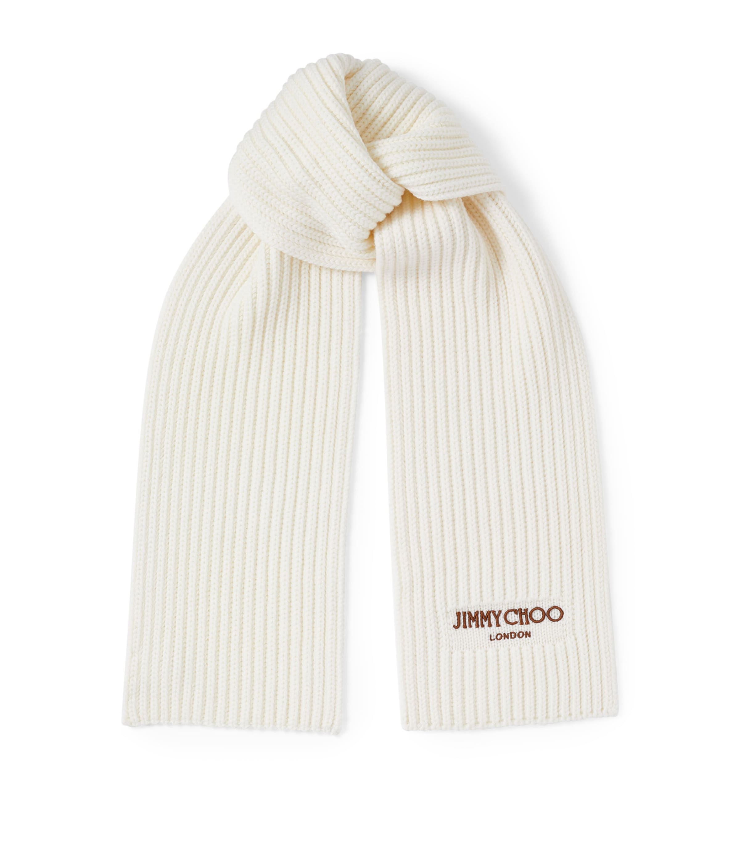 Jimmy Choo Yukiko Virgin Wool Scarf In White