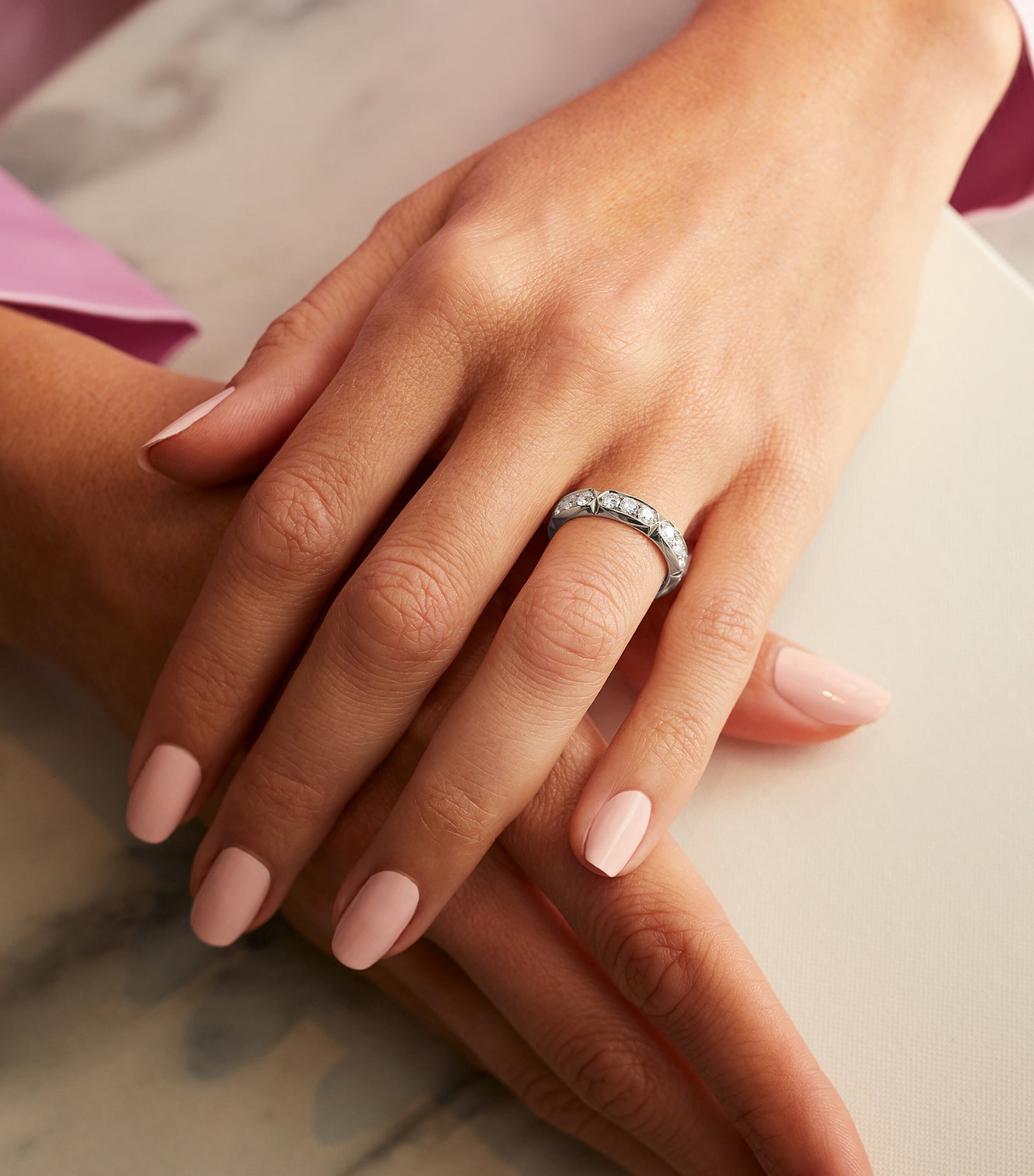 White Gold and Diamond Large Jazz Ring SILVER Image 4