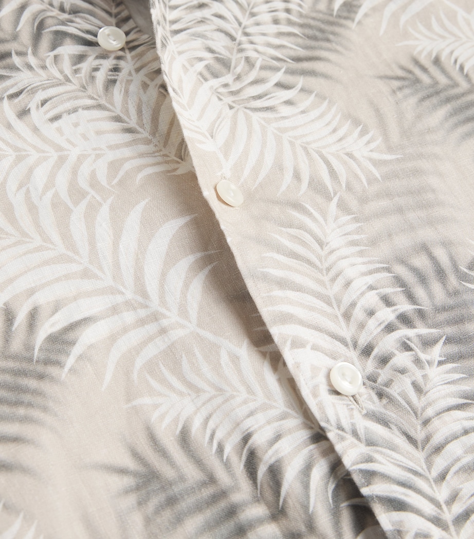 Linen Leaf Print Contemporary Fit Shirt 33 BEIGE Image 5