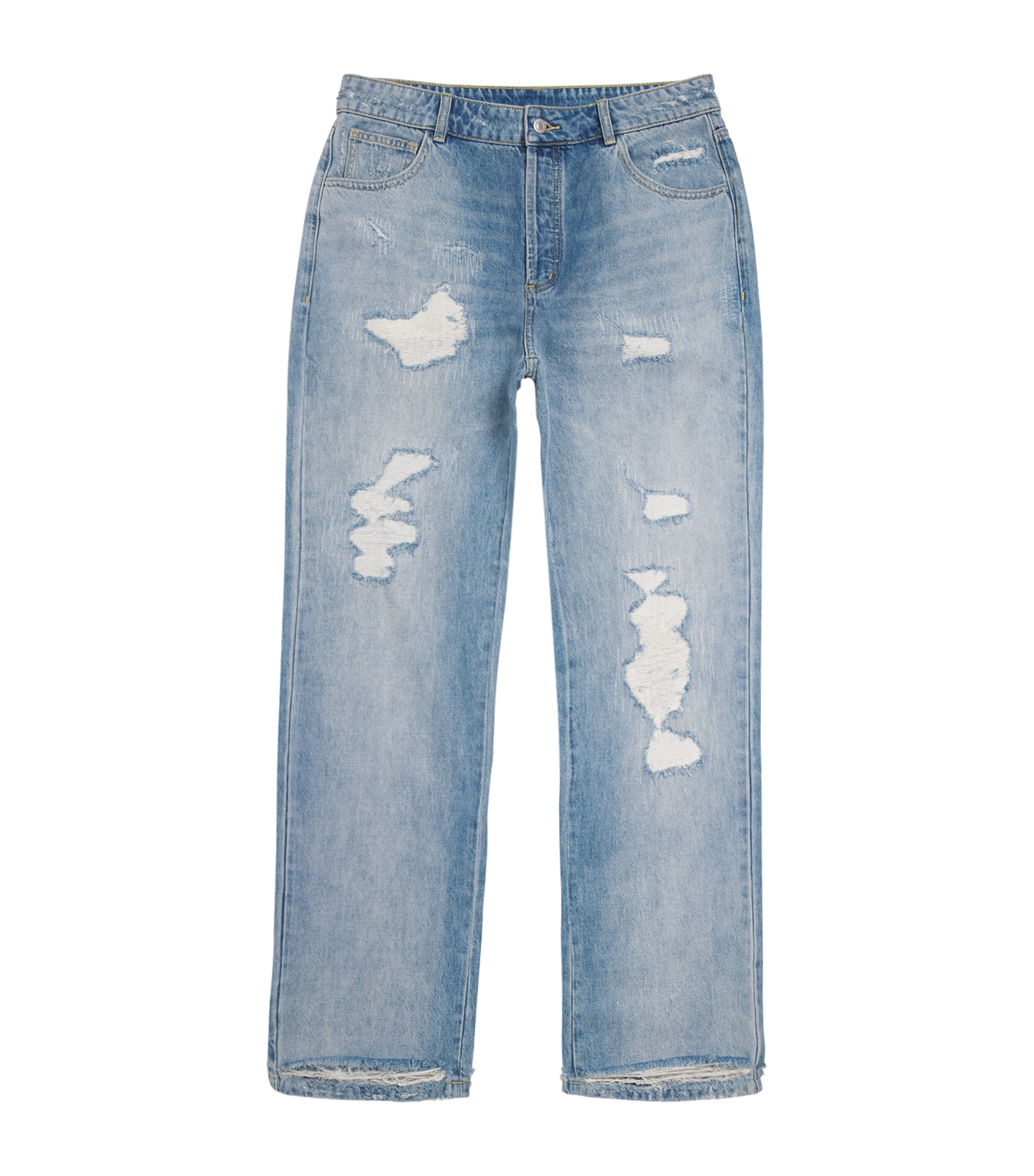 Distressed Straight Jeans 400 BLUE Image 1