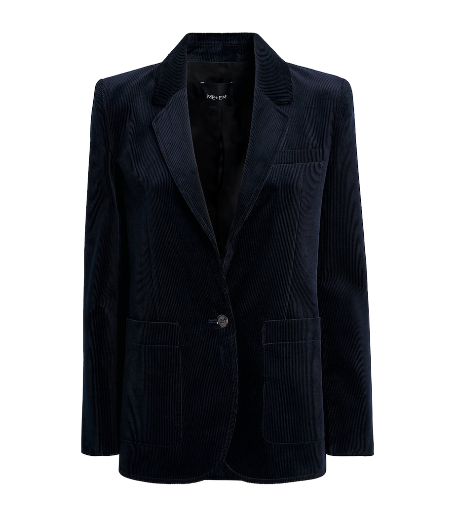 ME+EM Womens Corduroy Sharp Shoulder Blazer Navy Blue Image 1
