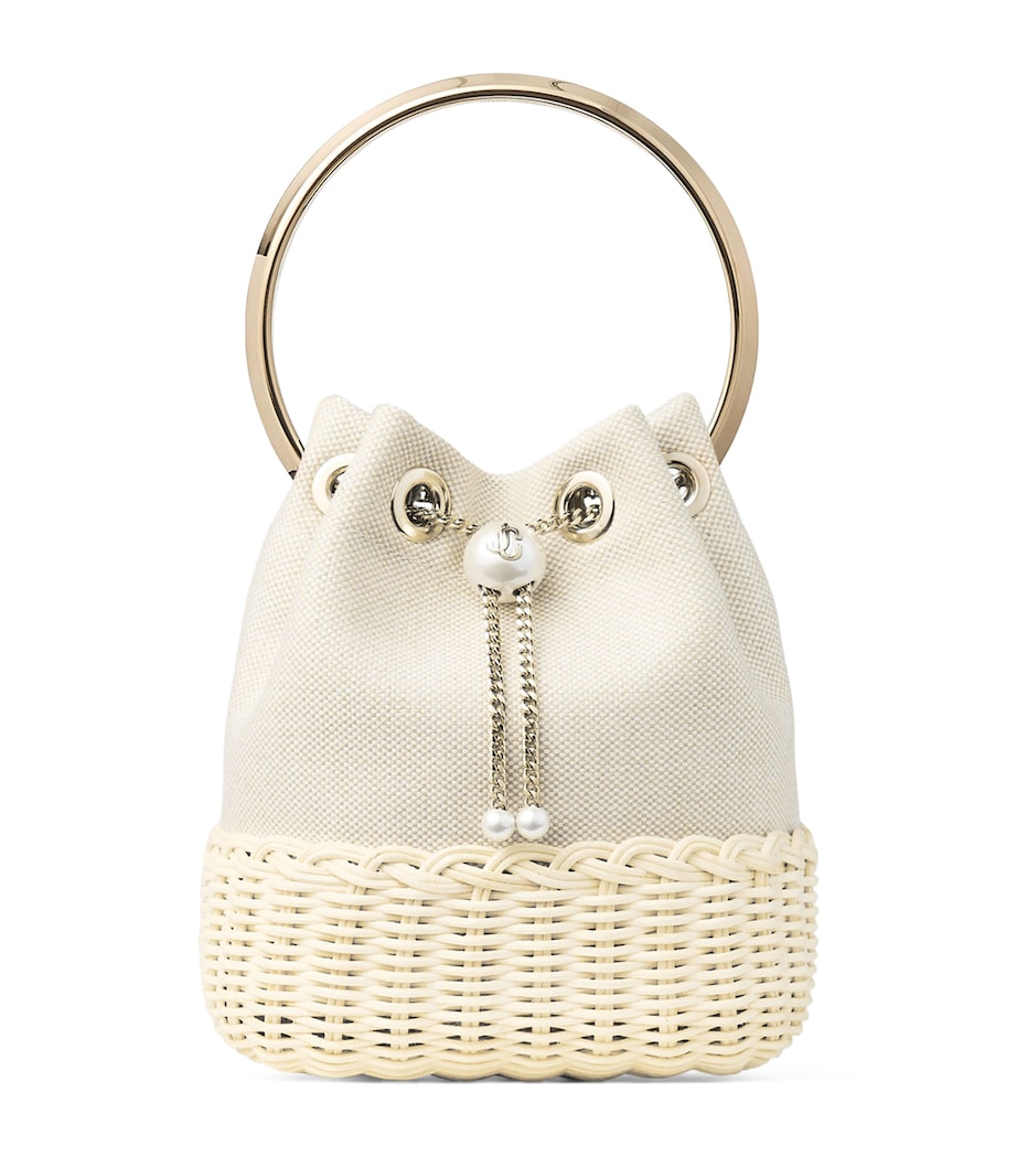 Jimmy Choo Bon Bon Canvas and Raffia Top-Handle Bag Almond Mix/natural/l Image 1