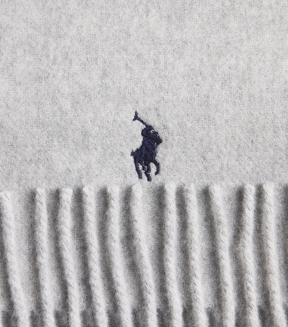 Polo Ralph Lauren Wool Polo Pony Scarf Grey Image 4