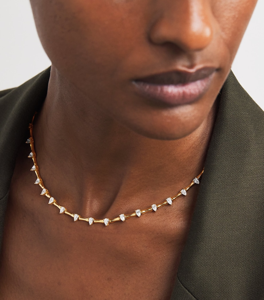 Yellow Gold and Diamond Bamboo Necklace YELLOW GOLD Image 2