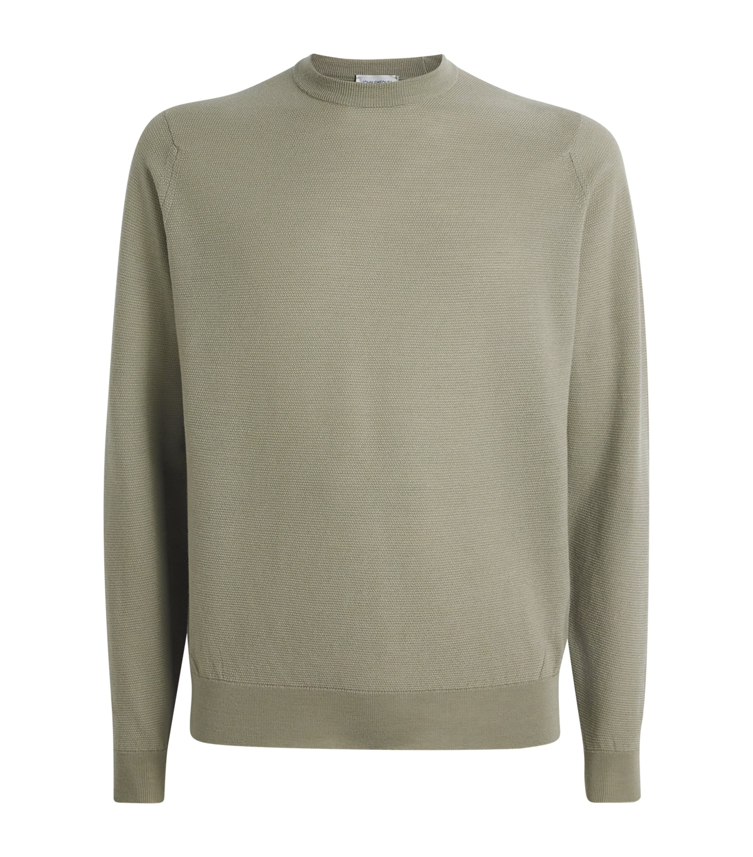 John Smedley Mens Merino Wool Textured Sweater Thistle Dew Image 1