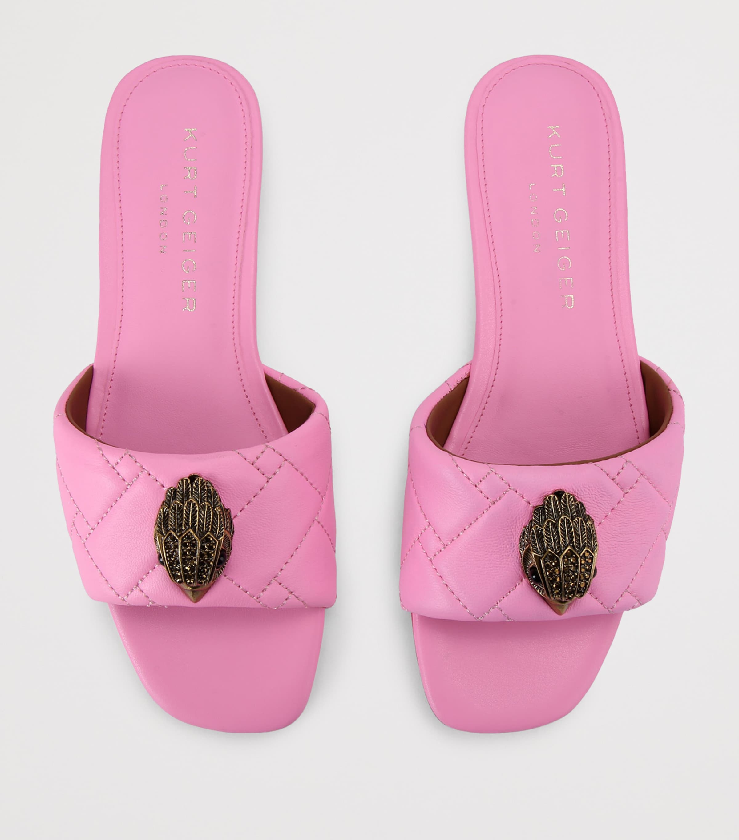 Kurt Geiger London Leather Quilted Kensington Sandals Pale Pink Image 4