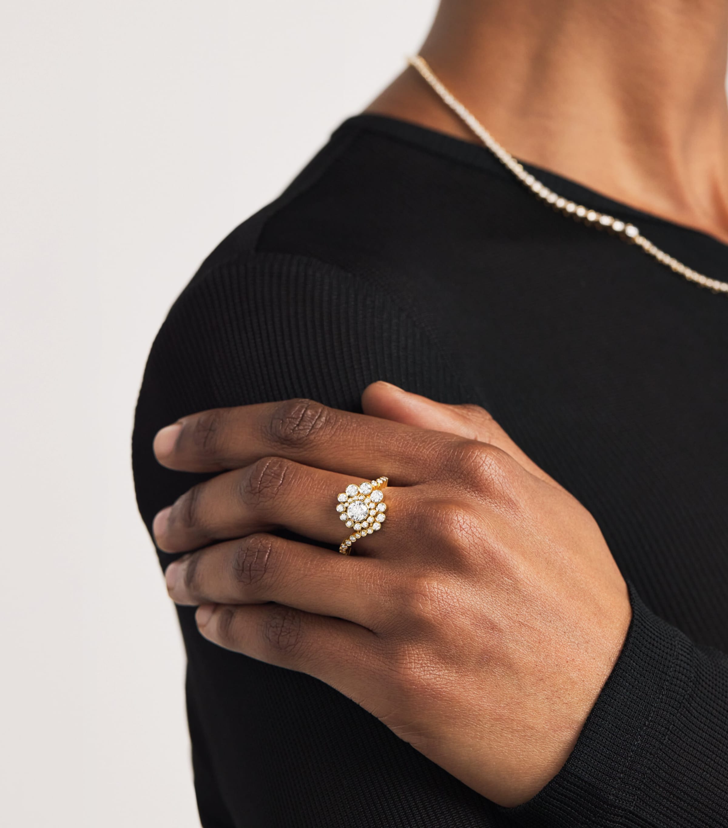 Yellow Gold and Diamond Plateau Ring YELLOW GOLD Image 5