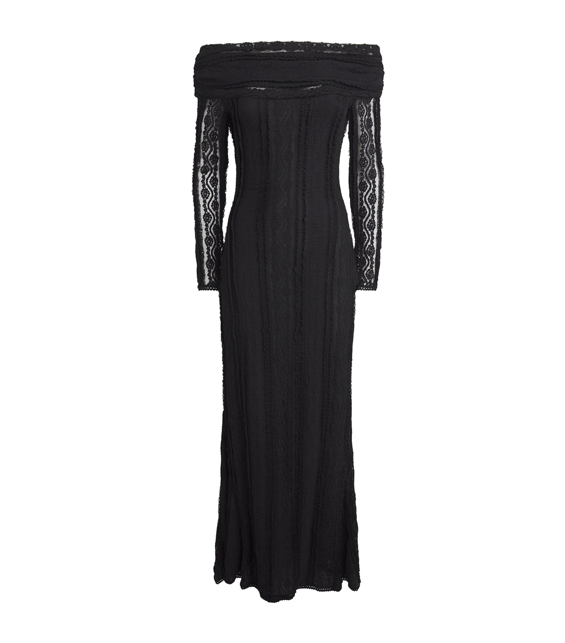 Charo Ruiz Lace Off-the-shoulder Minerva Dress In Black