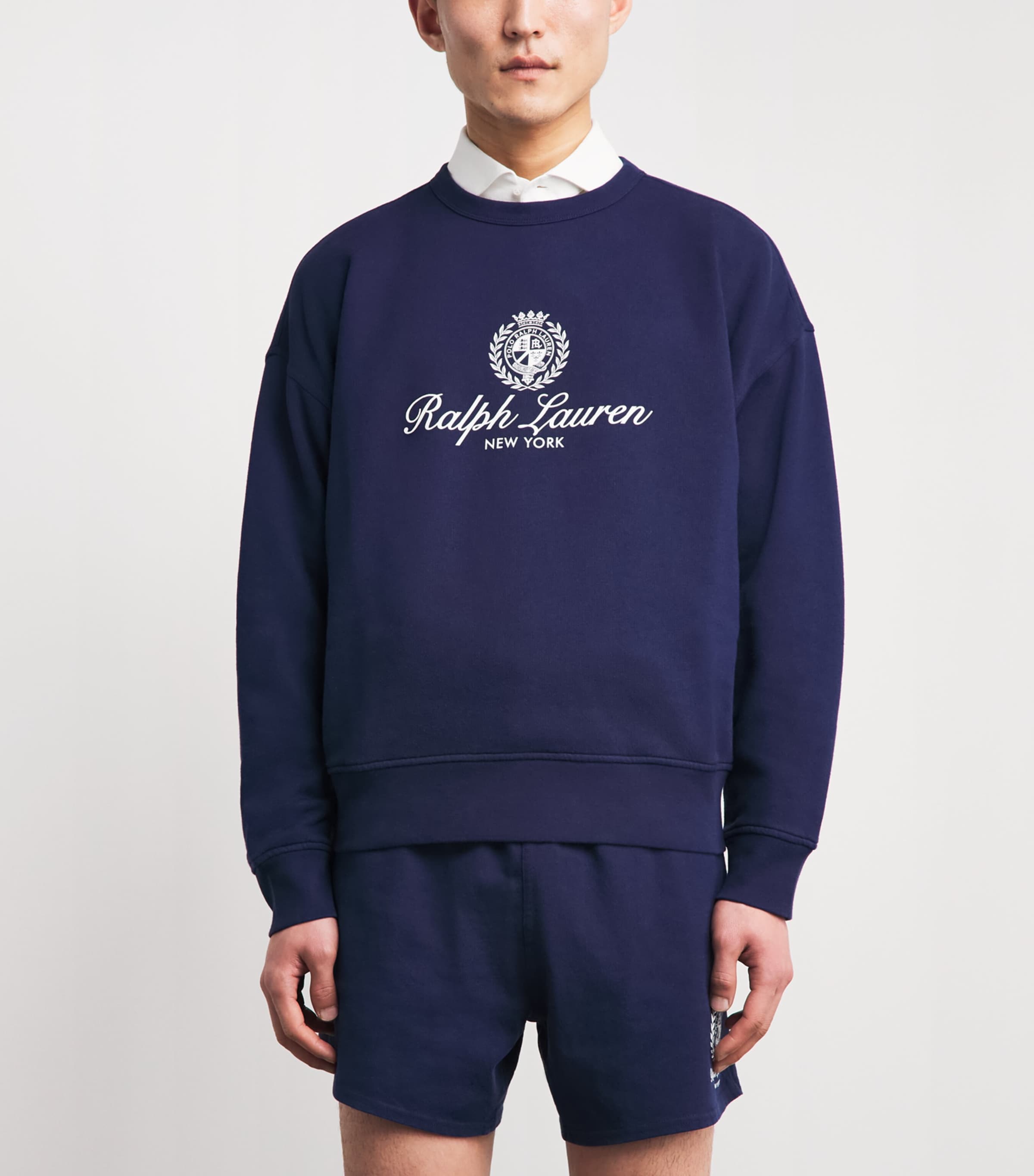 Polo Ralph Lauren Mens Cotton-Blend Logo Crest Sweatshirt Newport Navy Image 4