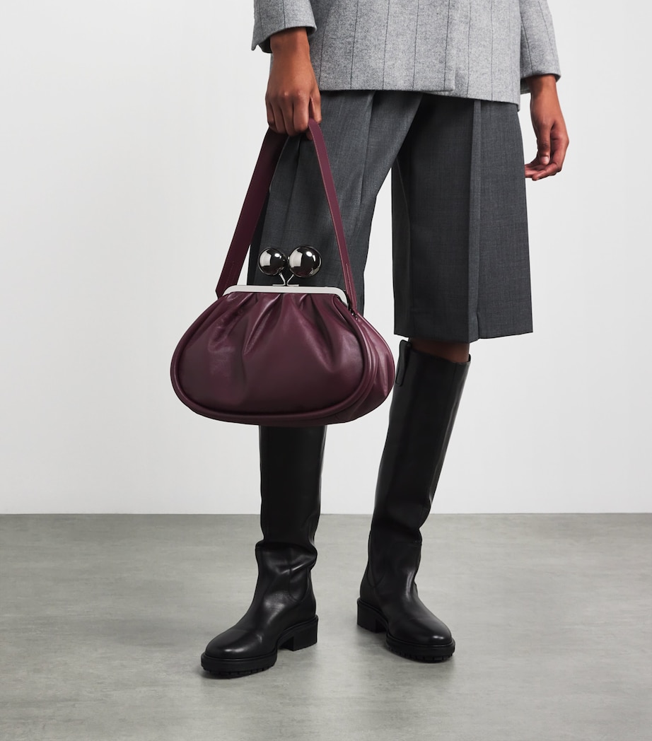 Medium Leather Pasticcino Clutch Bag RED PURPLE Image 5