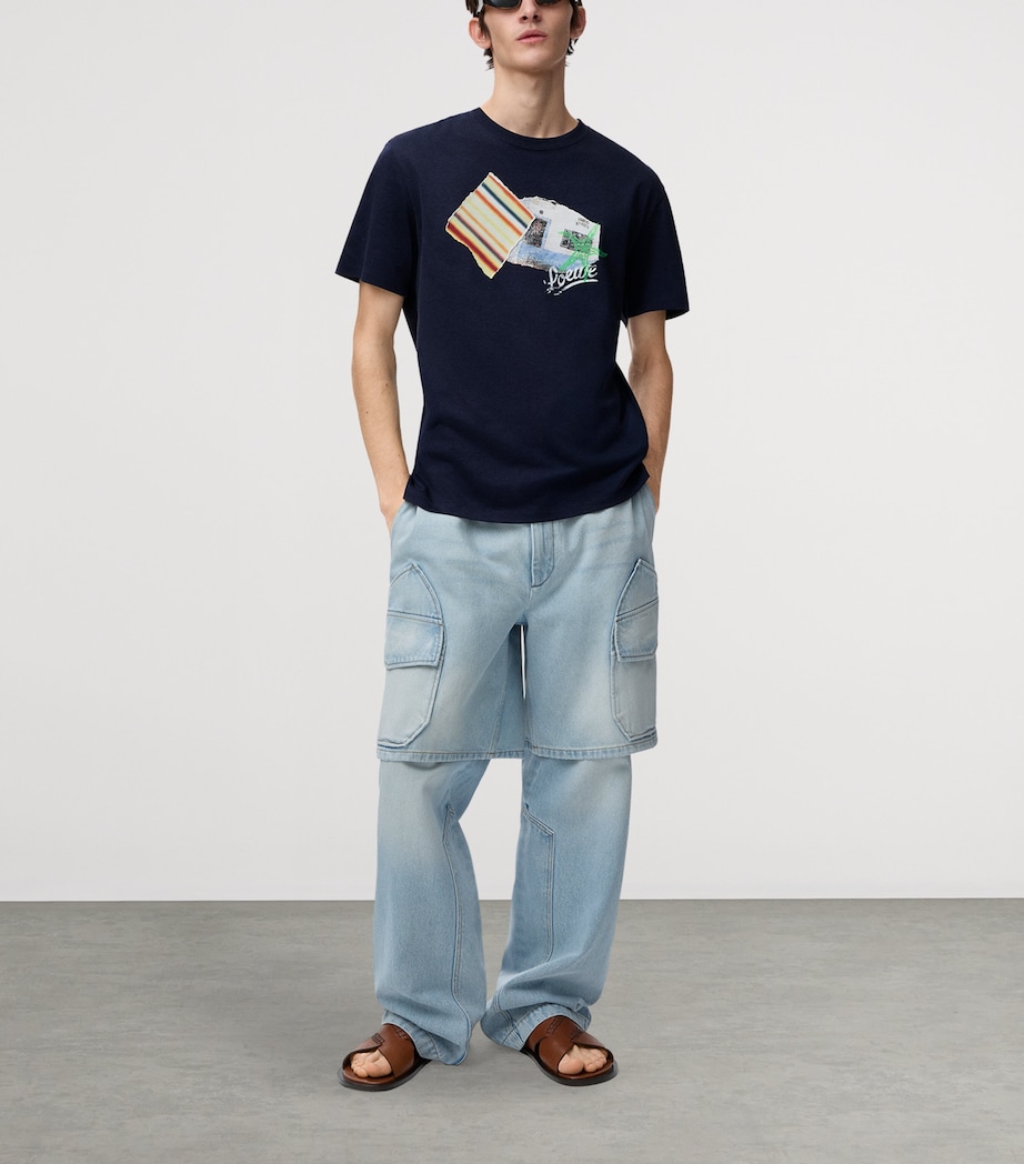 LOEWE Mens x Paula's Ibiza Relaxed T-Shirt Navy Blue Image 2