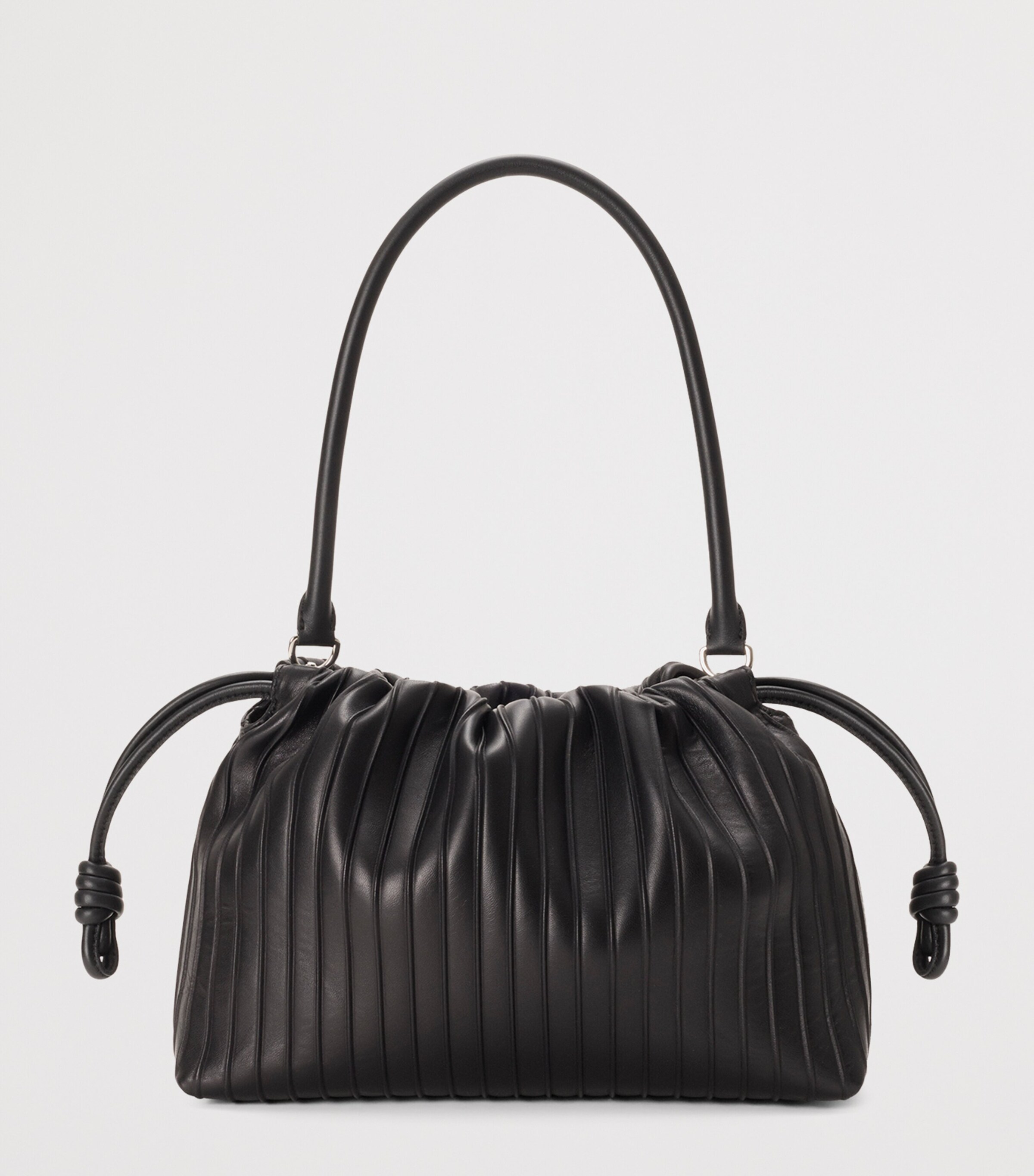 LOEWE Medium Pleated Leather Flamenco Bag Black Image 10