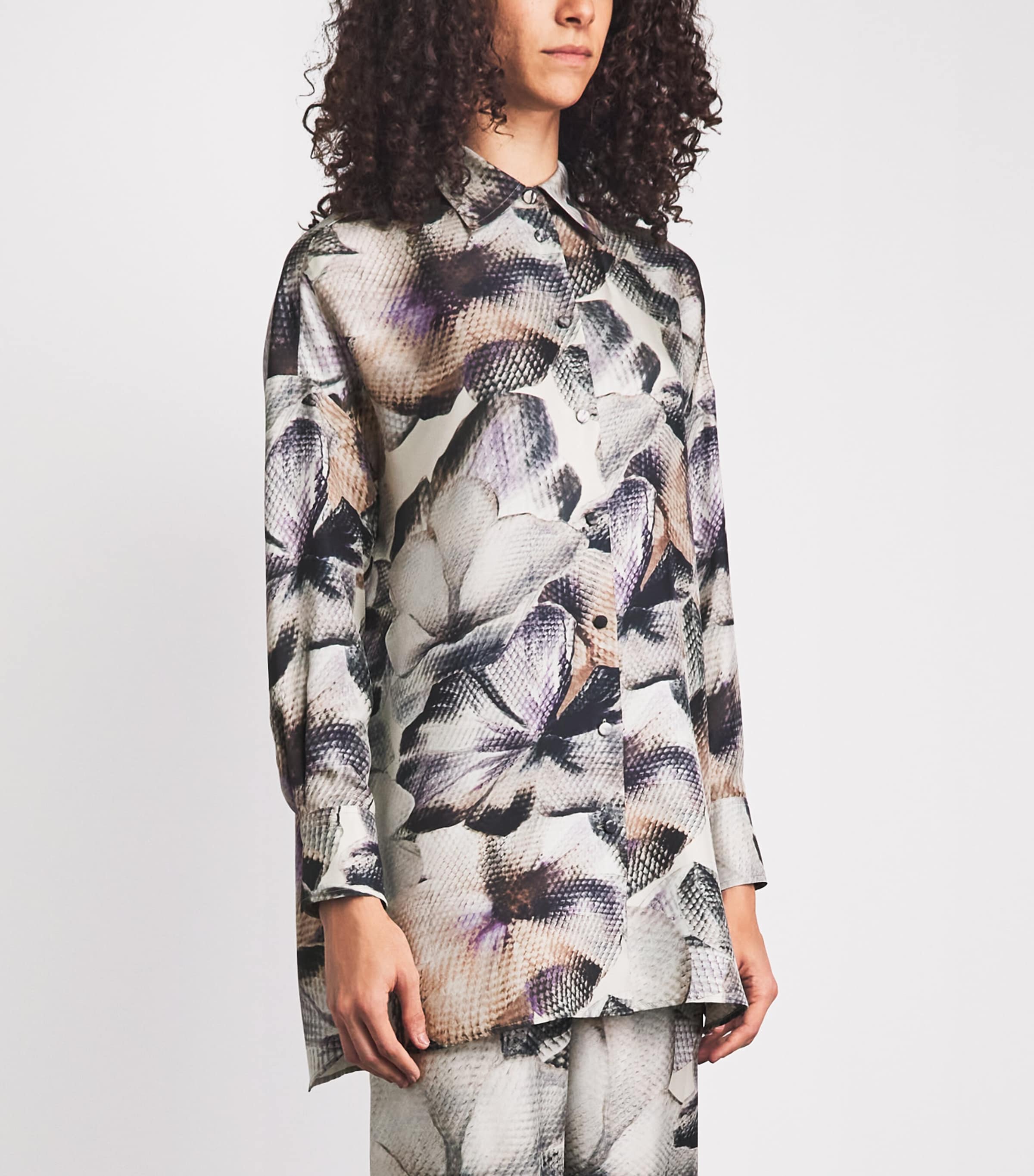 Agnona Womens Silk Printed Shirt Mauve Image 4