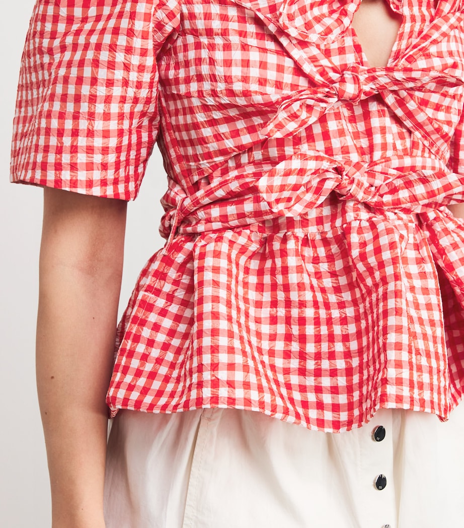 Taffeta Check Bow-Tie Blouse 847 RED ALERT Image 6