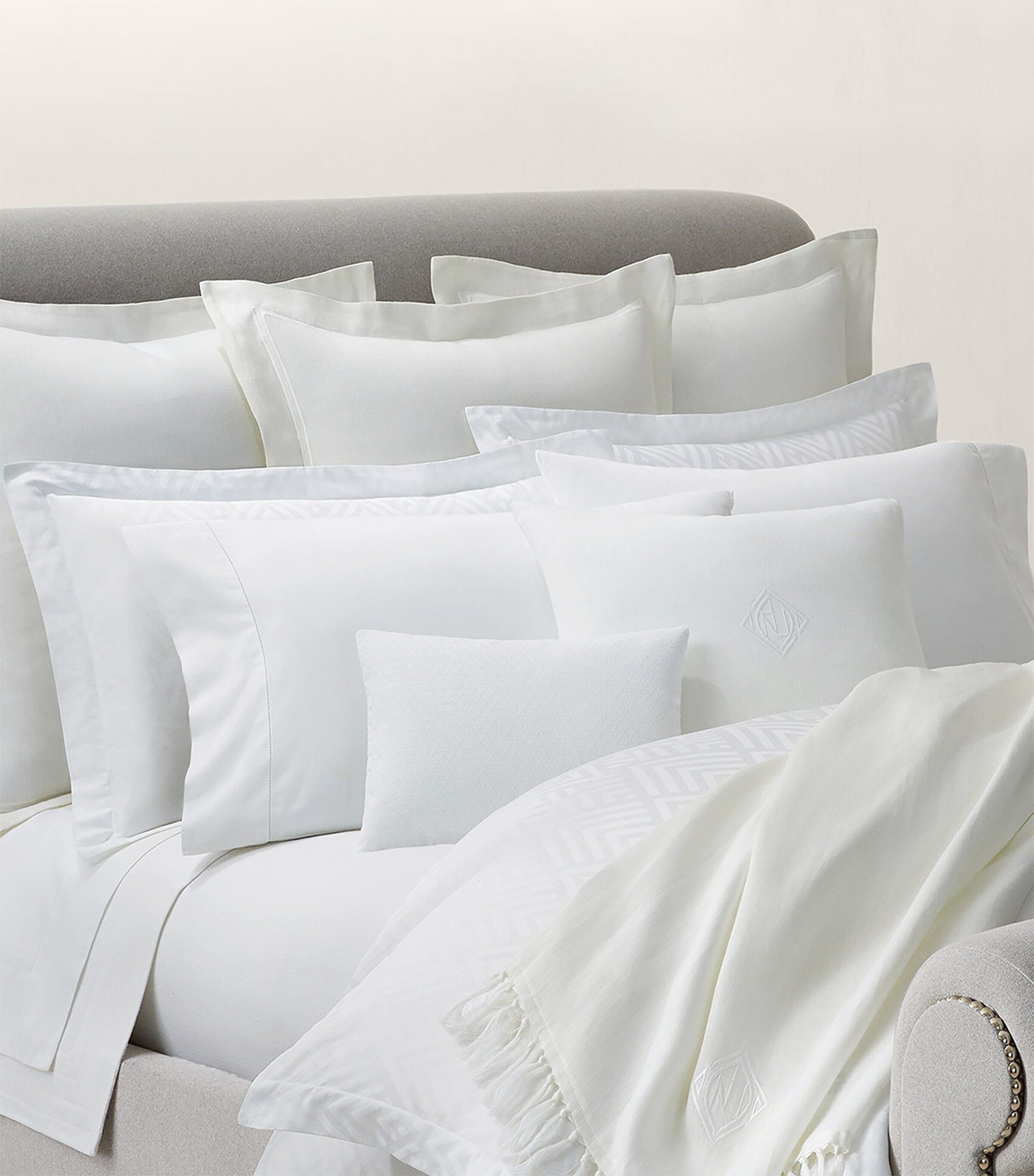 Ralph Lauren Home Penthouse Square Cushion Cover (50cm x 50cm) White Image 6