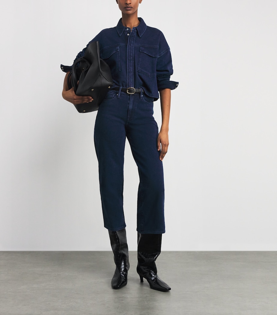 Good American Womens Cotton Cropped Jeanius Trousers Image 2
