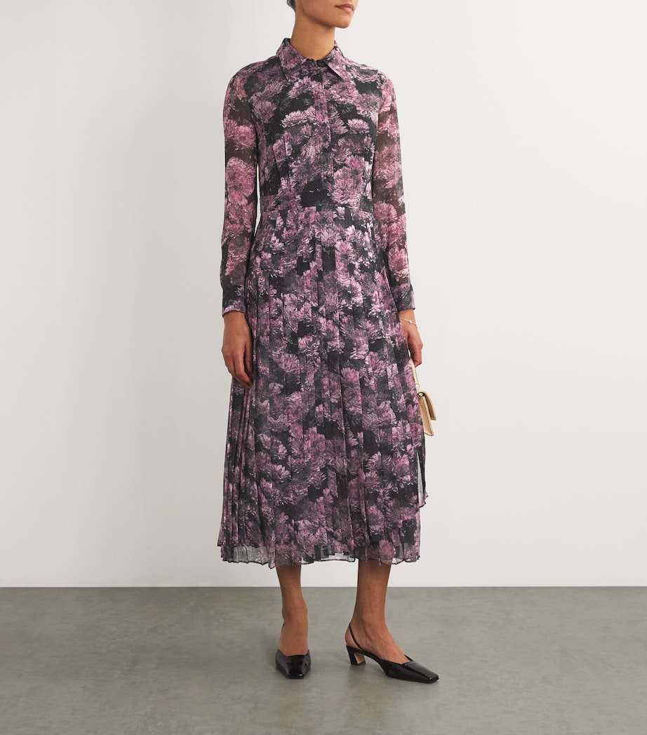 Silk Printed Midi Dress PINK PIXEL FLORAL Image 2