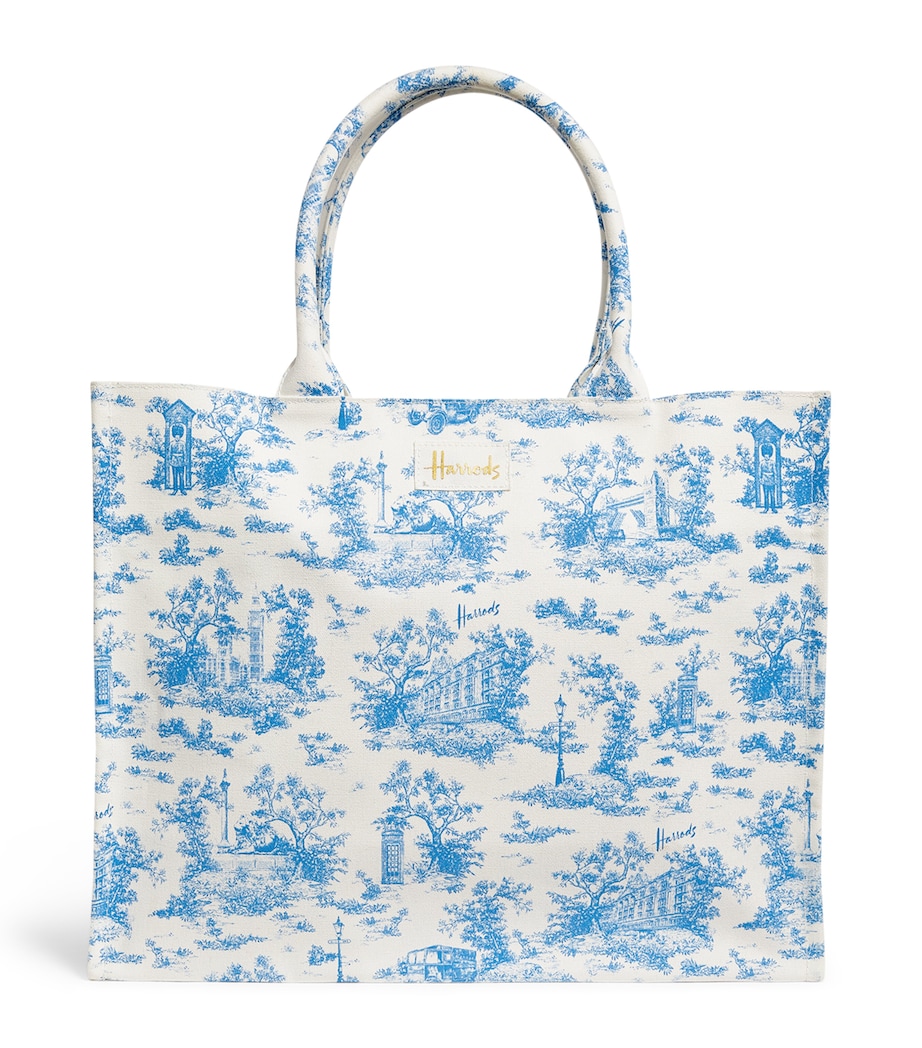 Harrods Toile Grocery Shopper Bag Blue Image 1