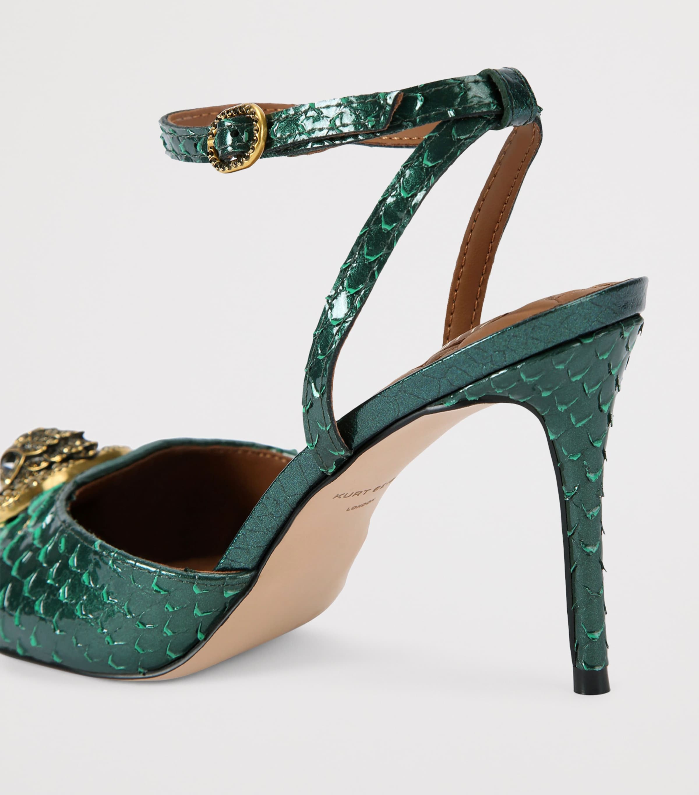 Kurt Geiger London Leather Snake-Effect Chelsea Pumps Green Image 2