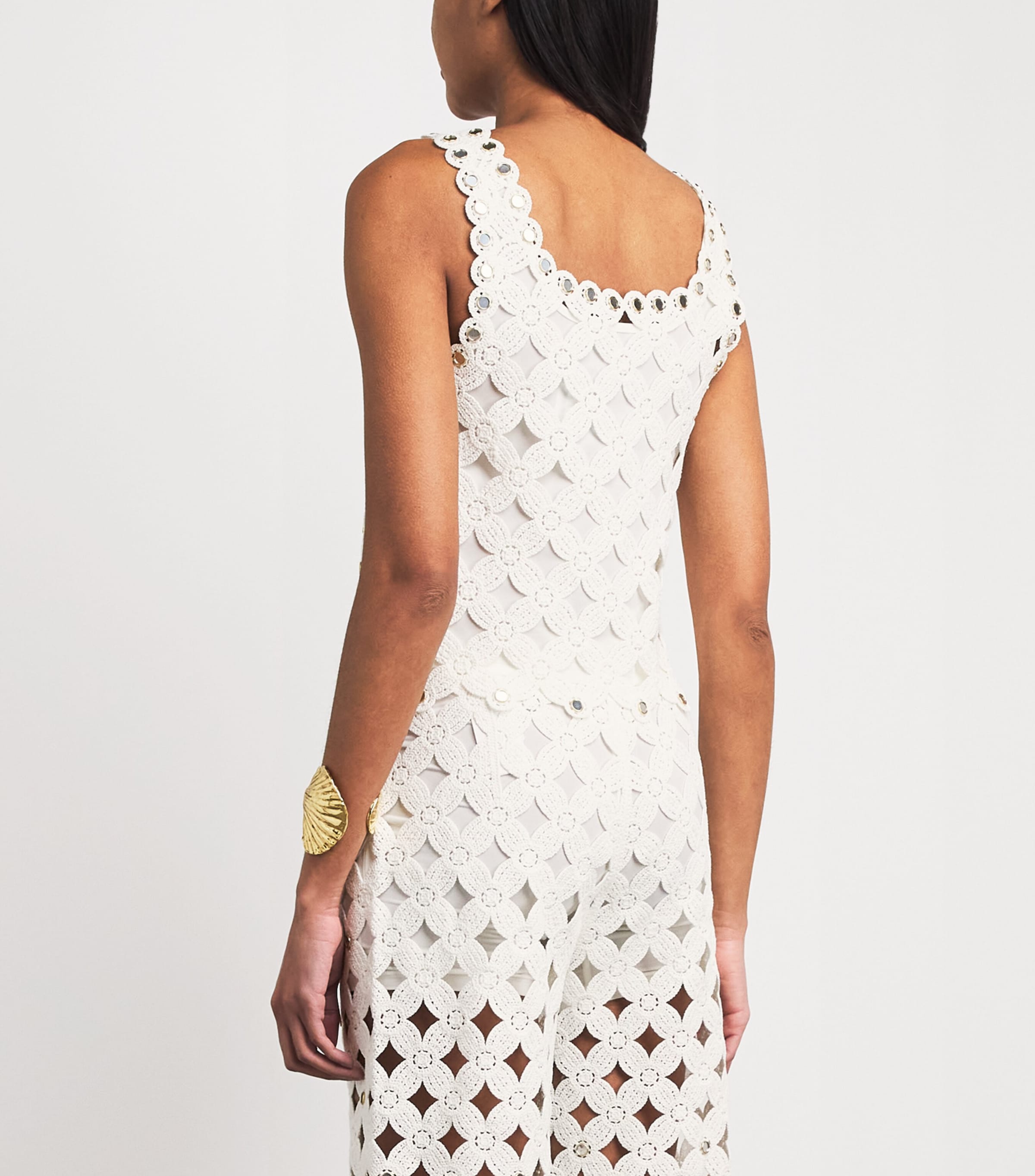 Maje Womens Mirror-Detail Crochet Top White Image 5