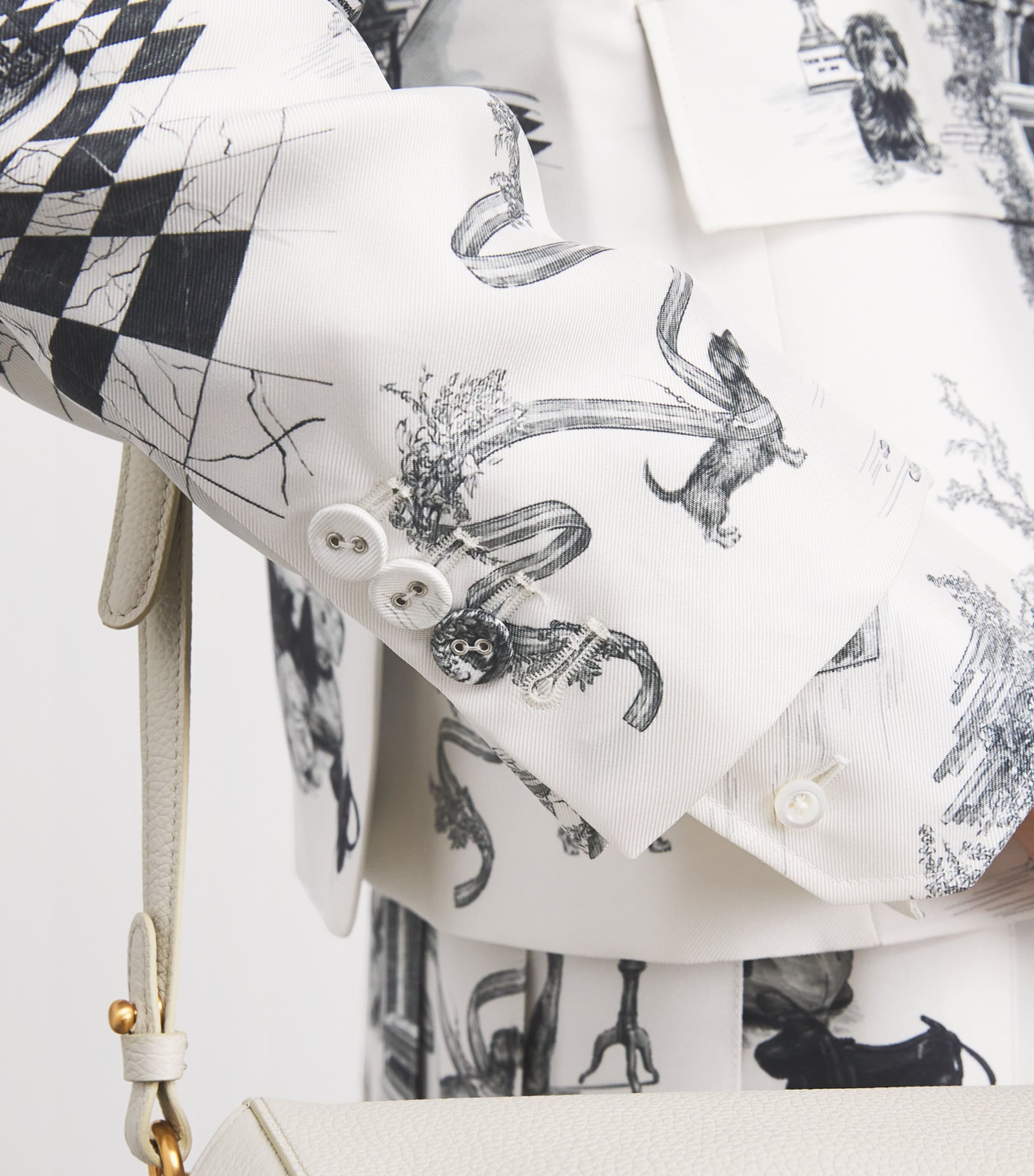 Thom Browne Womens Silk Twill Hector Toile Blazer Blk/wht Image 3