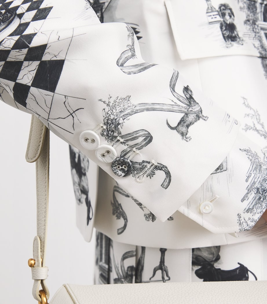 Thom Browne Womens Silk Twill Hector Toile Blazer Blk/wht Image 3