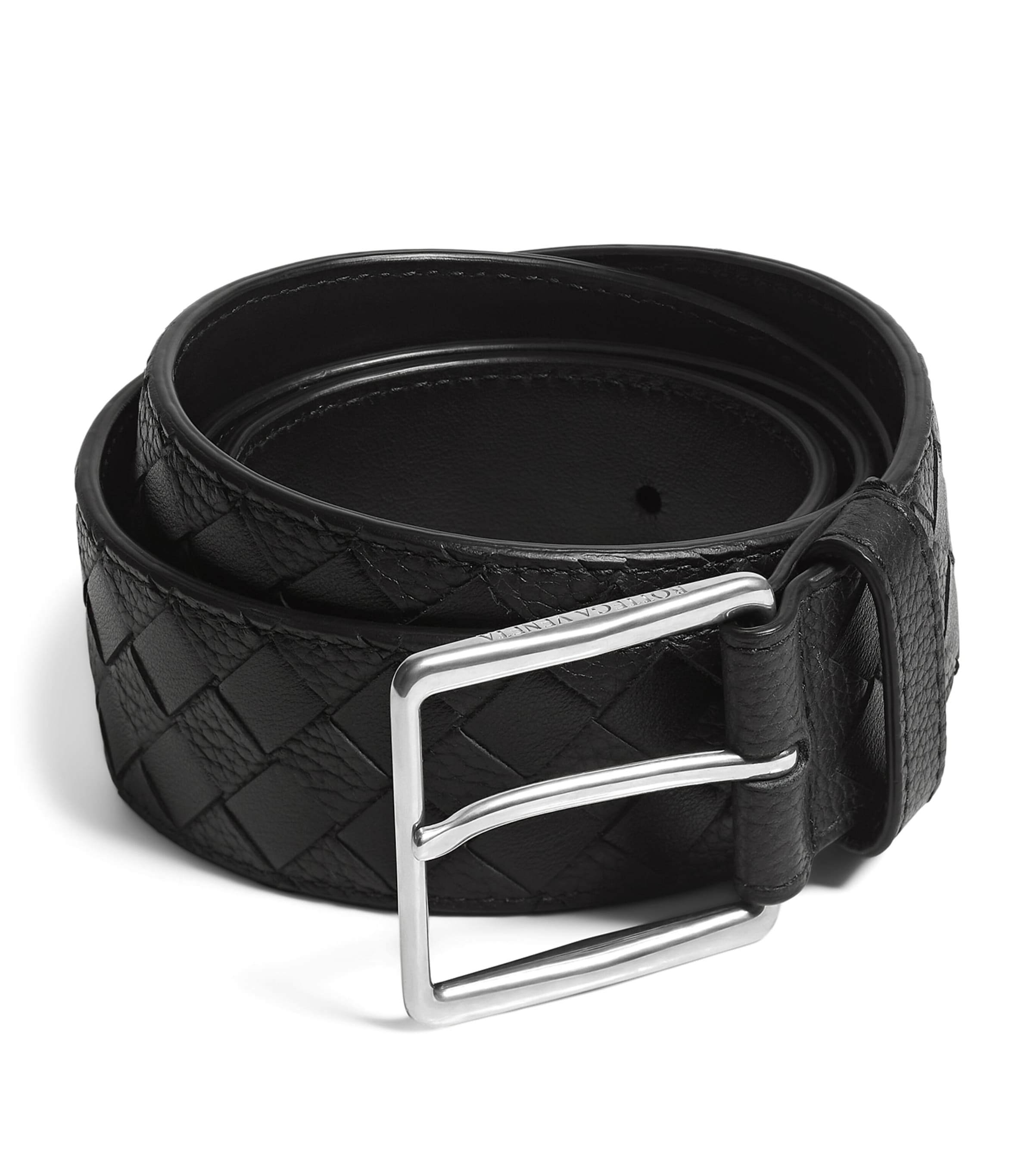 Bottega Veneta Leather Intrecciato Belt Image 1