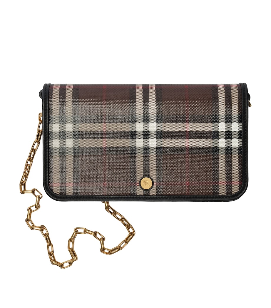 Burberry Check Chain Wallet Chocolate Brown Image 1