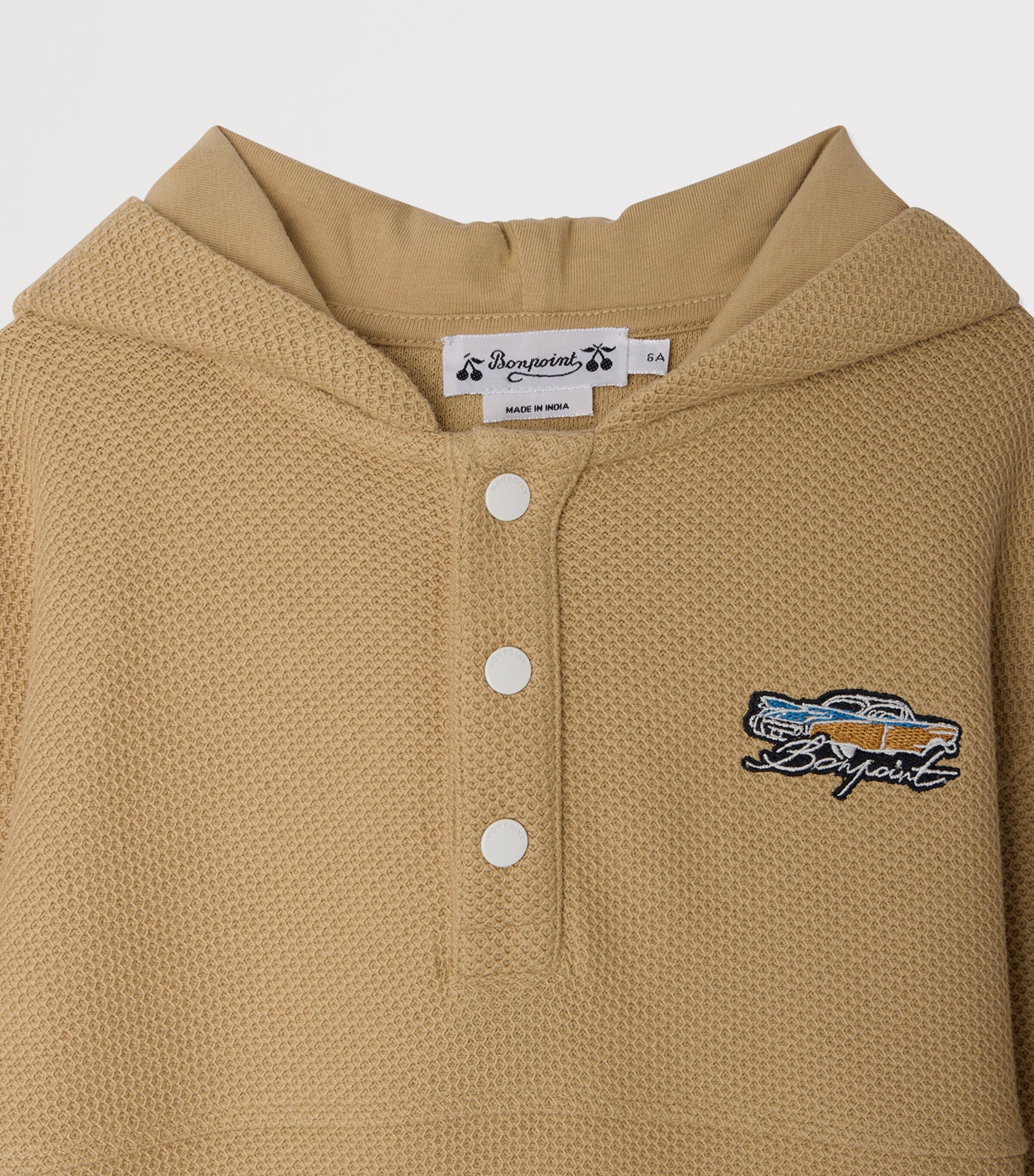 Bonpoint Waffle Edan Hoodie (10-14 Years) Upb Beige Image 3